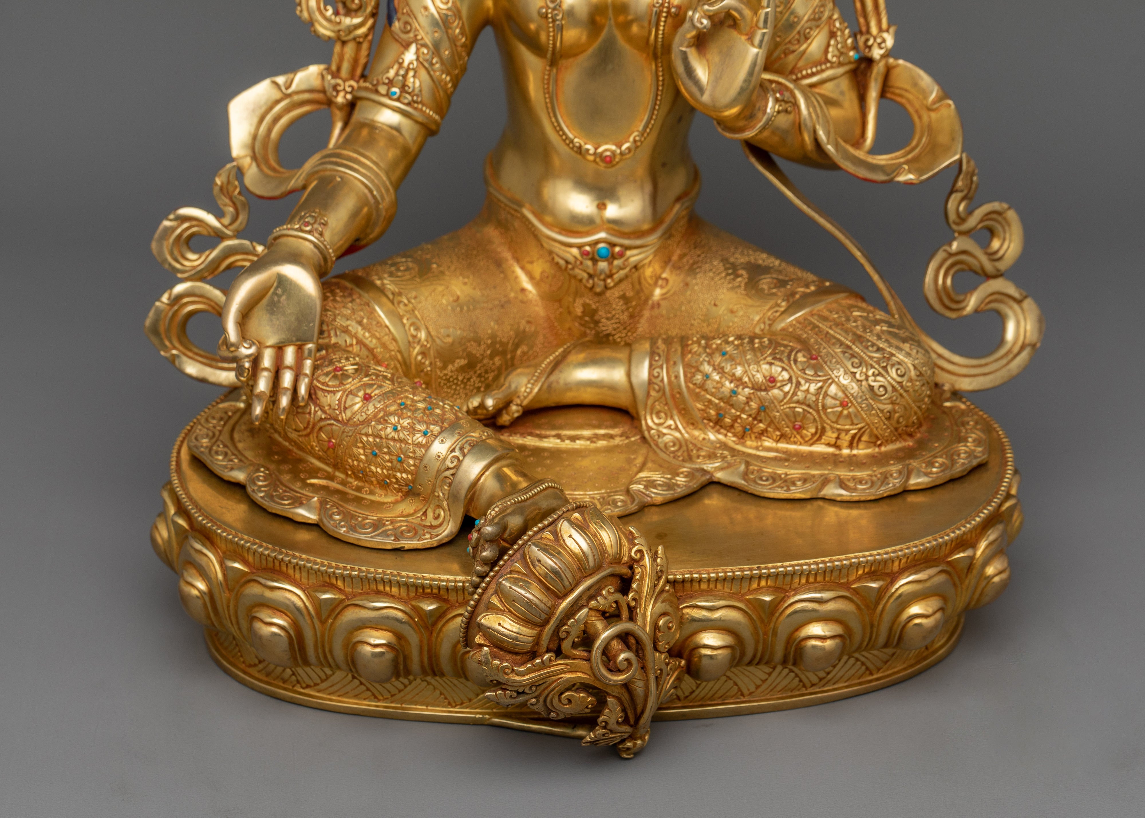 Green Tara with Beautiful Halo Statue | The Compassionate Protector