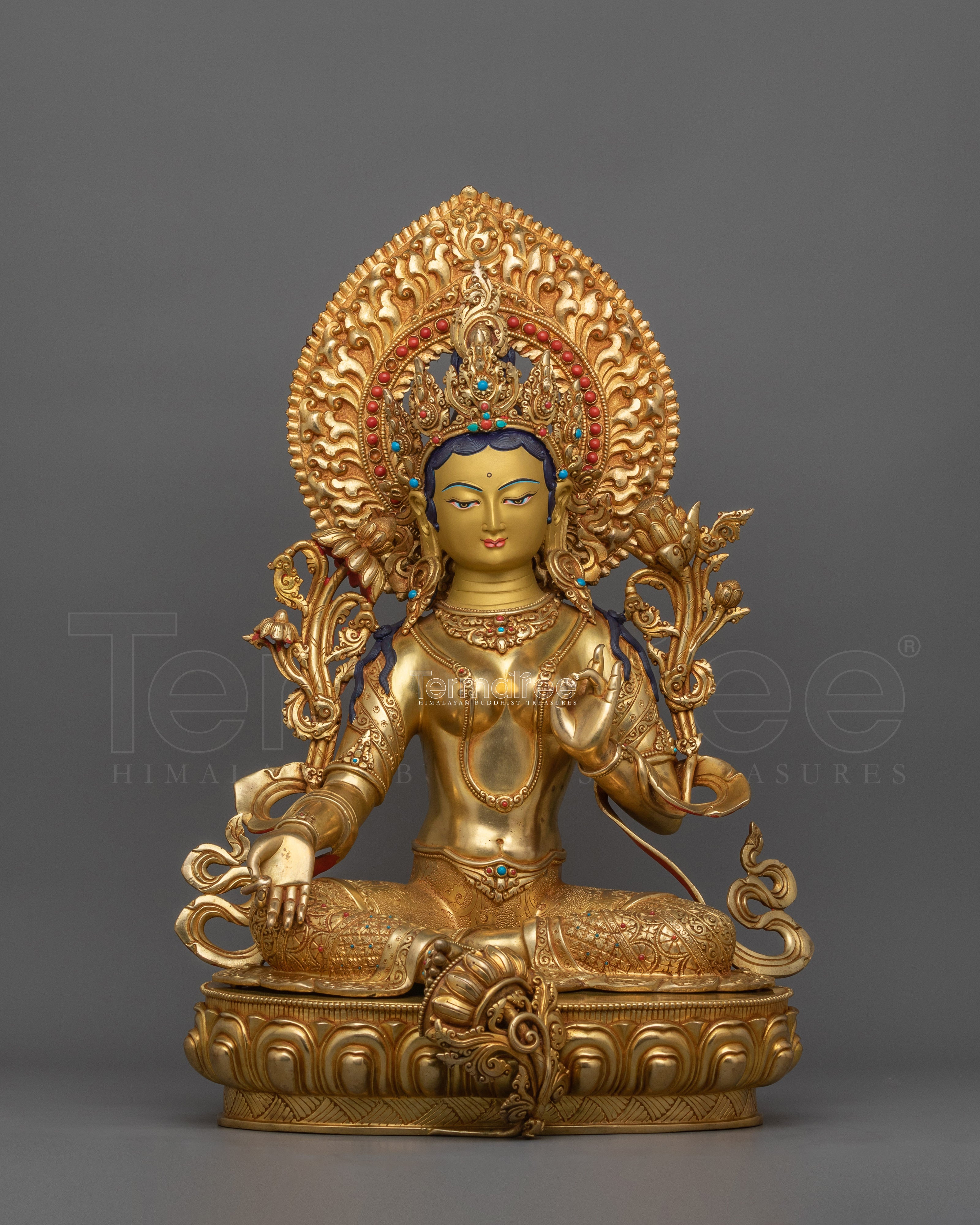 Green Tara with Beautiful Halo Statue | The Compassionate Protector