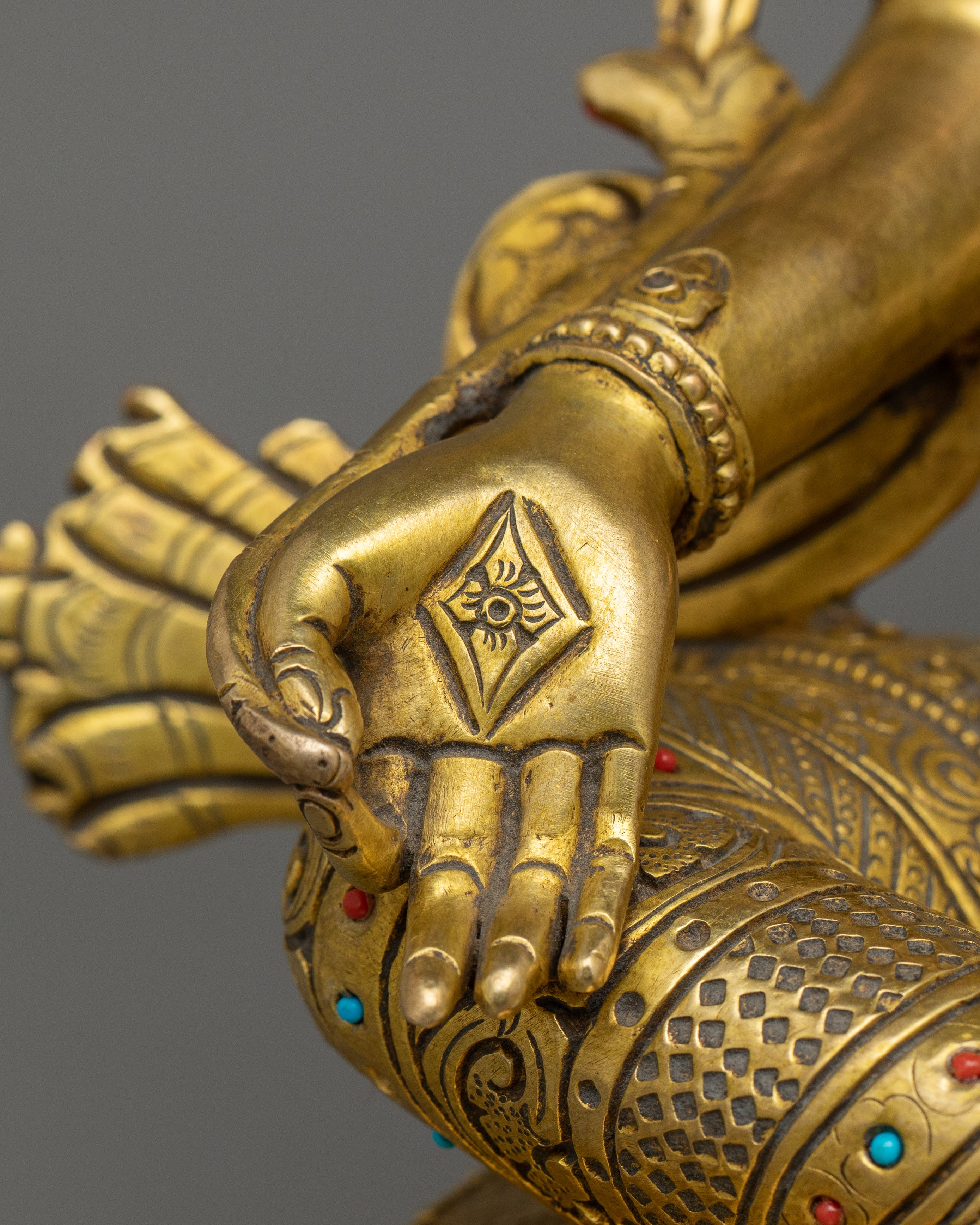 Beautiful Gold Gilded Green Tara Statue | The Swift Liberator