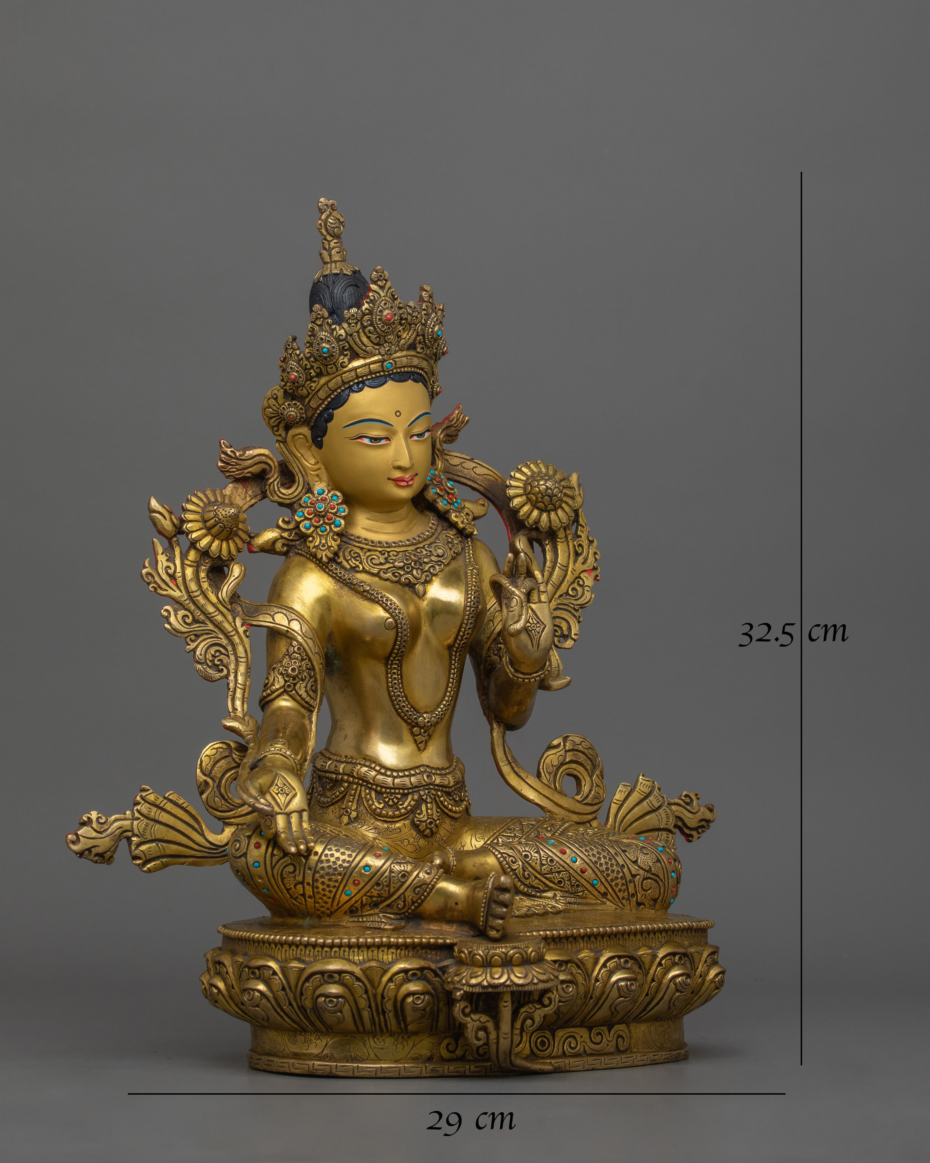 Beautiful Gold Gilded Green Tara