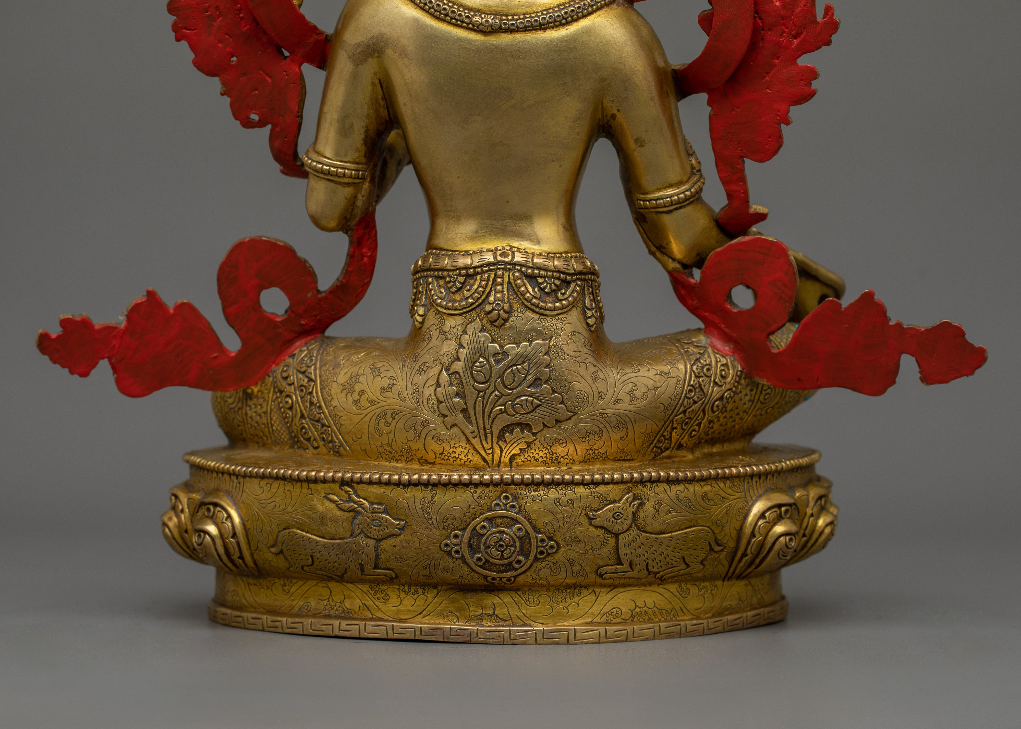 Beautiful Gold Gilded Green Tara Statue | The Swift Liberator