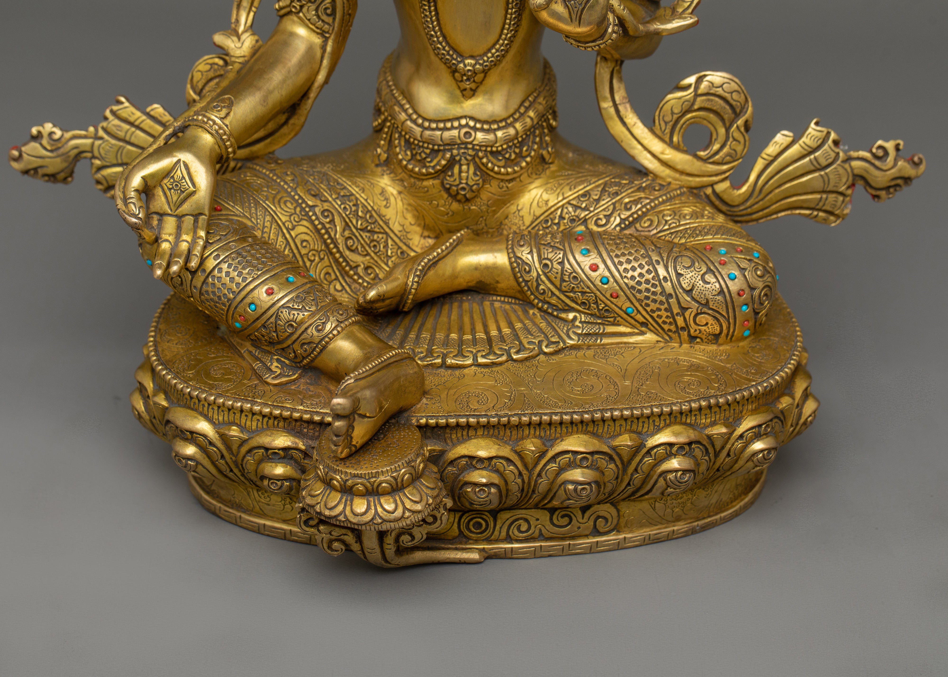 Beautiful Gold Gilded Green Tara Statue | The Swift Liberator