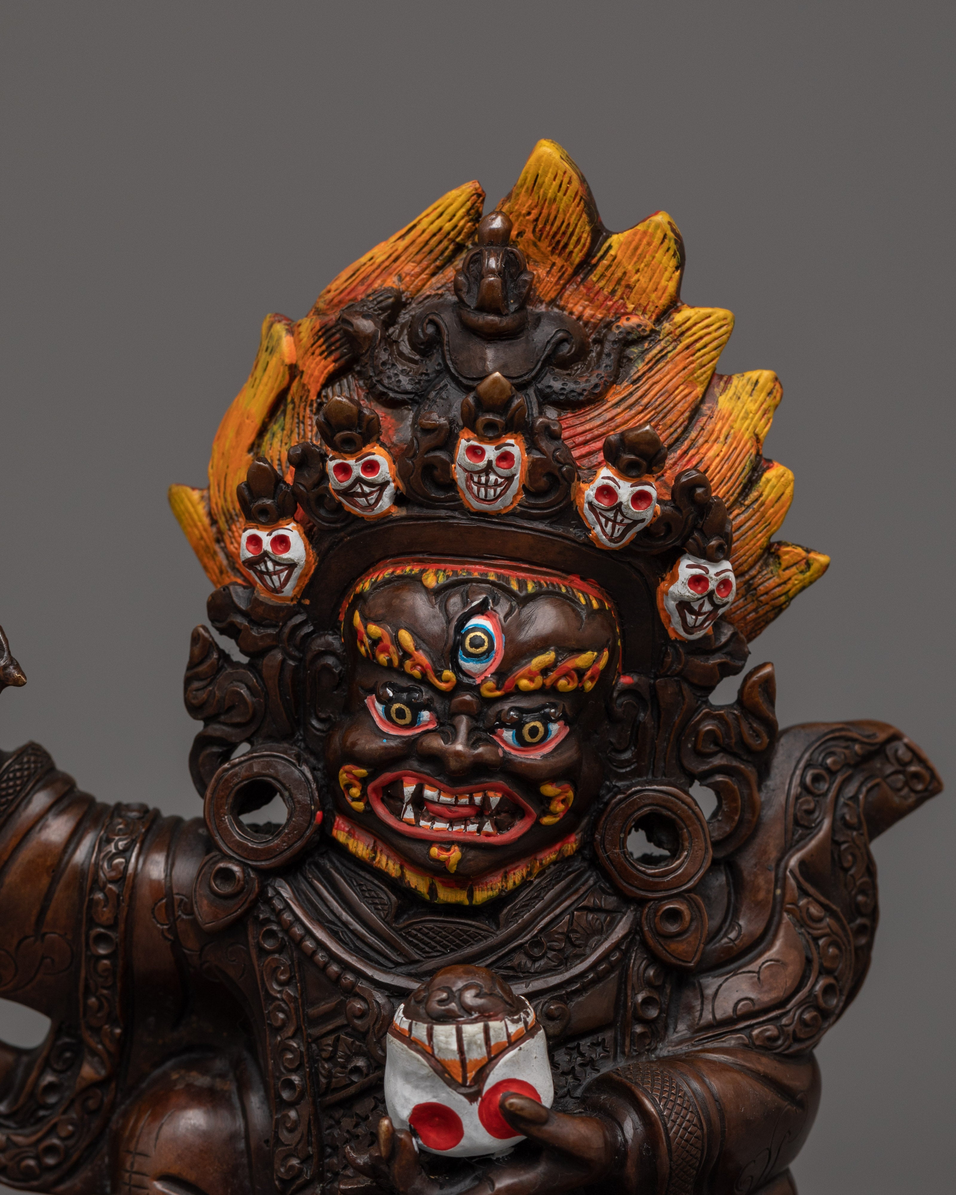 Mahakala Bernakchen with Oxidized Body Statue | Protector of the Kagyu Lineage