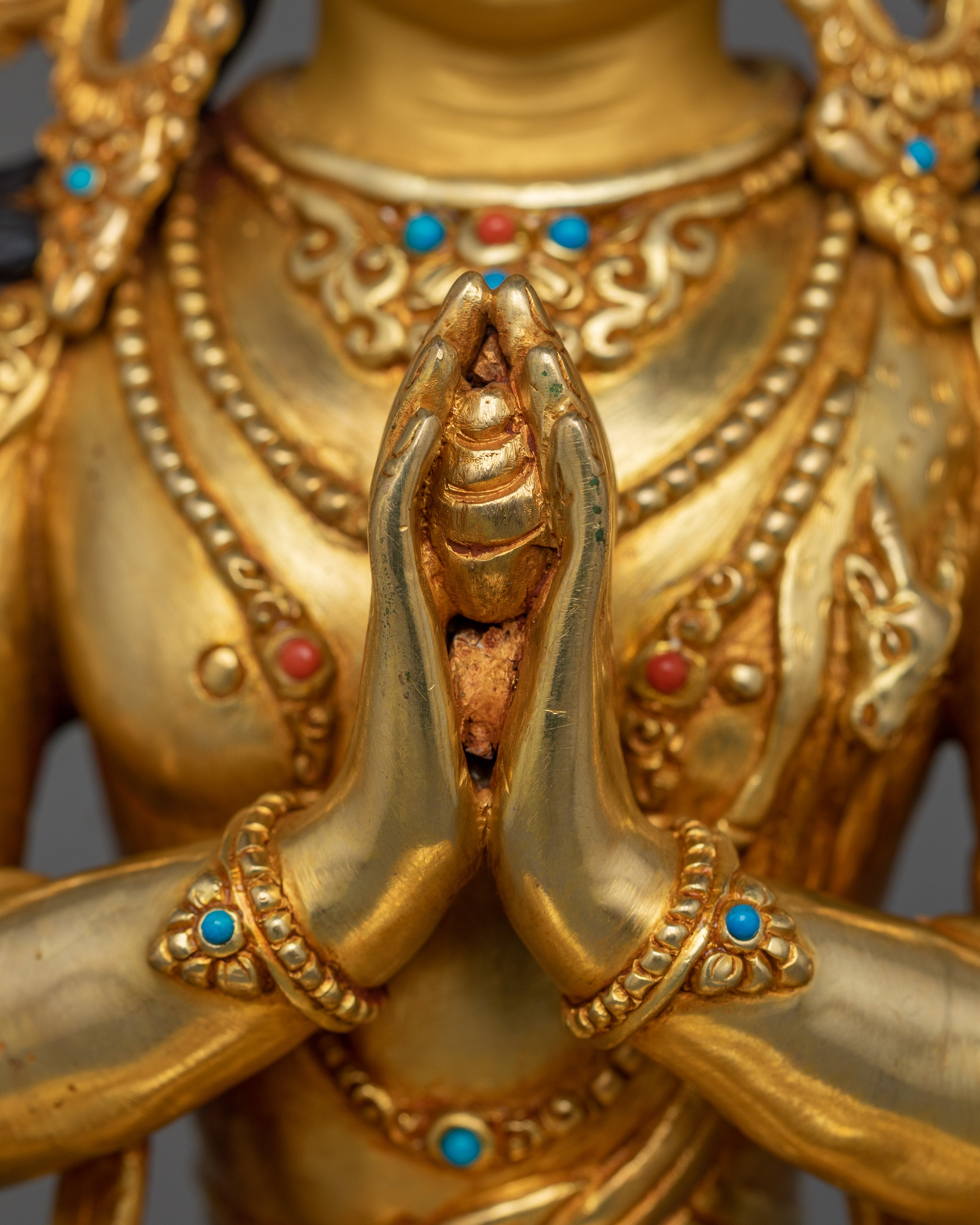 4 Armed Golden Chenrezig Statue | The Embodiment of Infinite Compassion