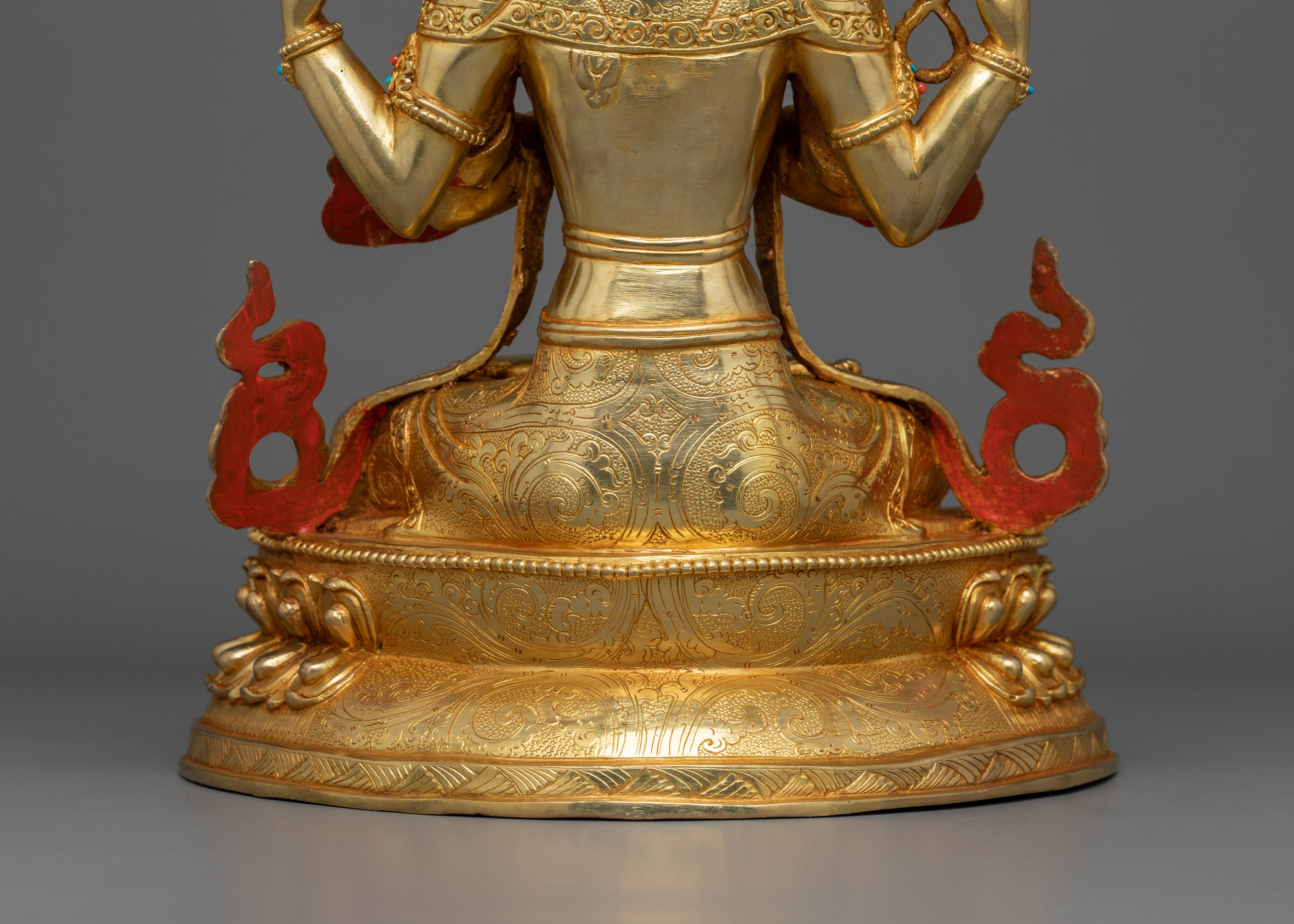 4 Armed Golden Chenrezig Statue | The Embodiment of Infinite Compassion