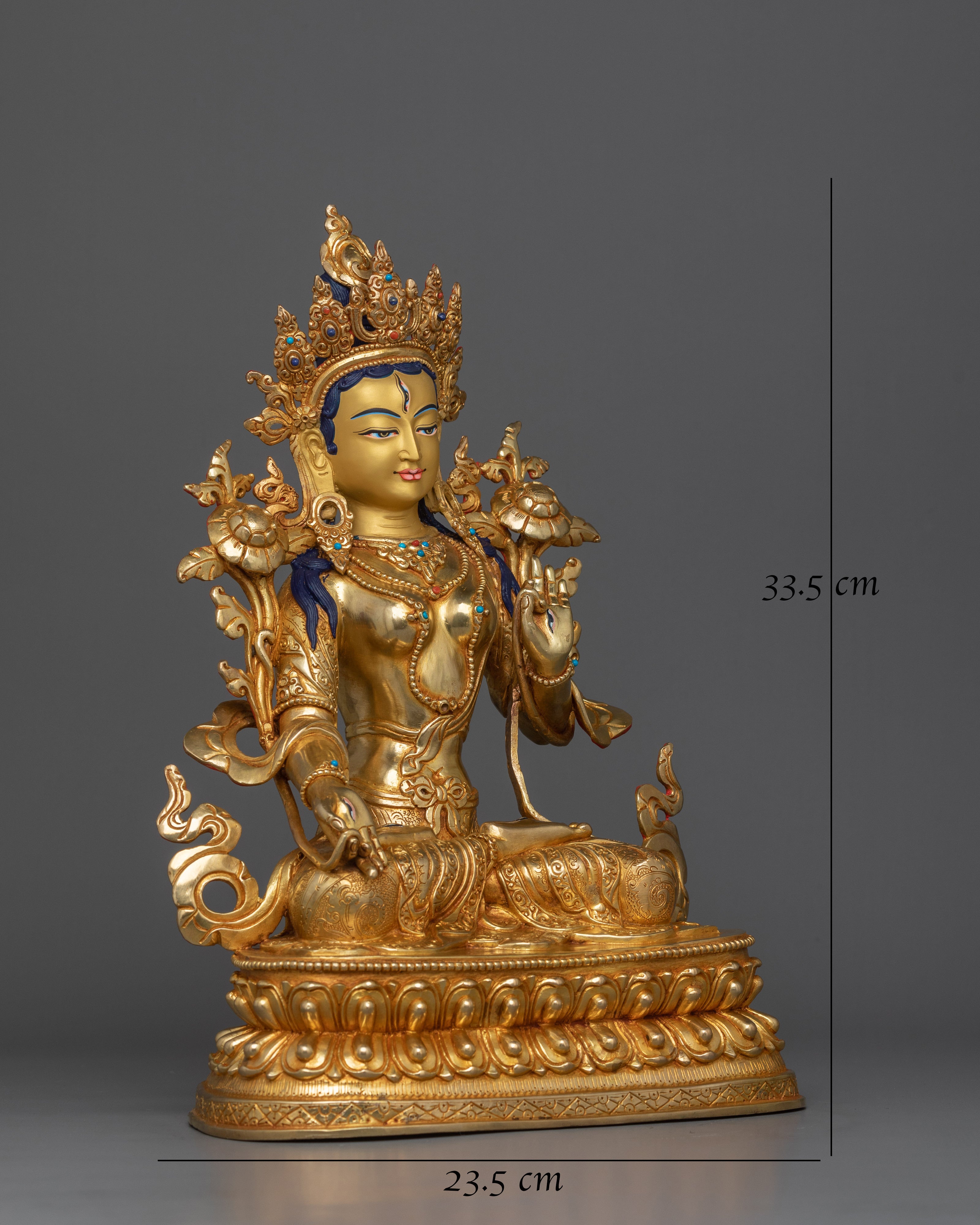 24K Gold Gilded White Tara Statue | The Goddess of Healing & Longevity
