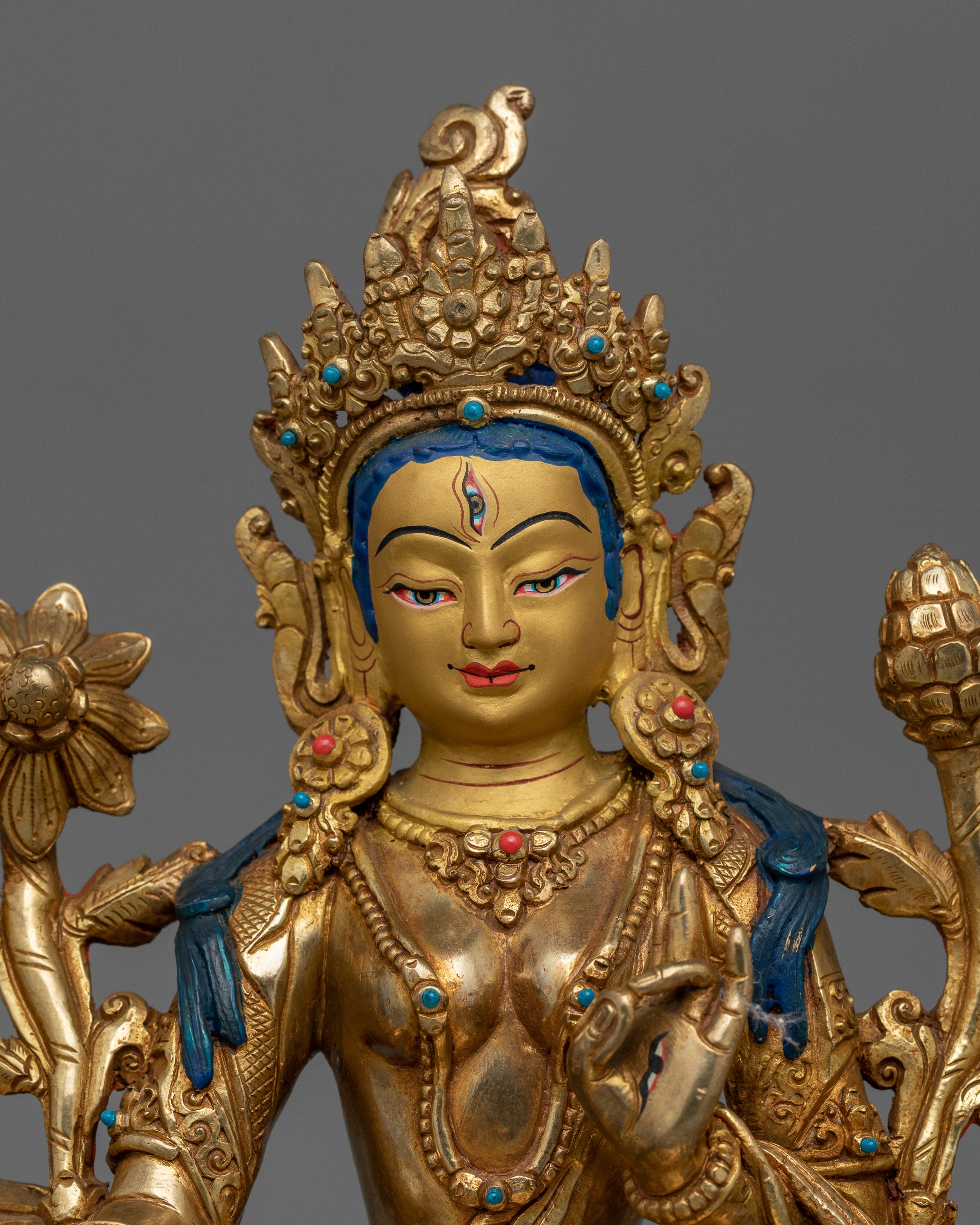 Beautiful Goddess 7 Eyes  White Tara Statue | Female Mother Deity
