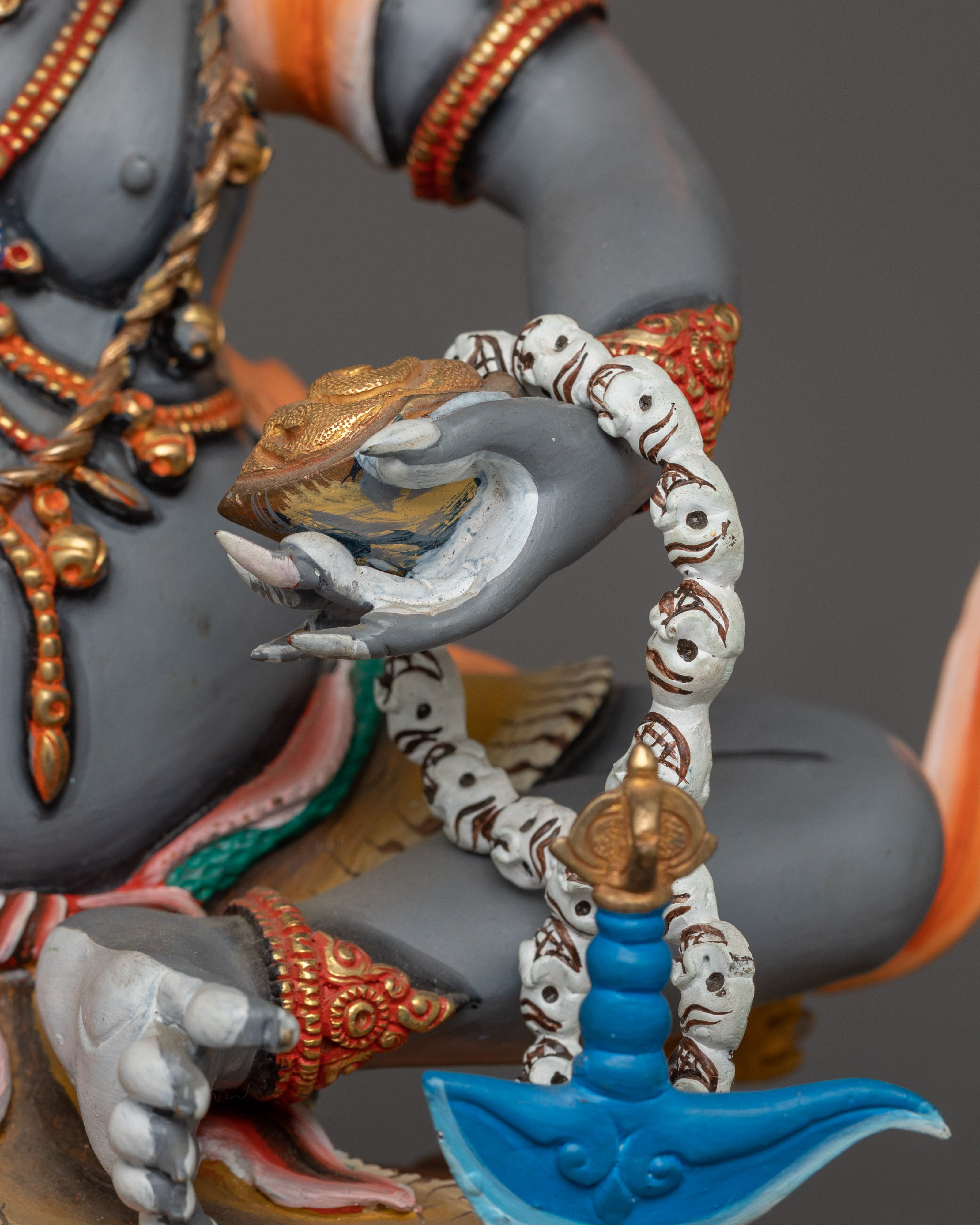 Beautiful Acrylic Painting Brahmanrupa Mahakala Statue | The Protector in Brahmin Form