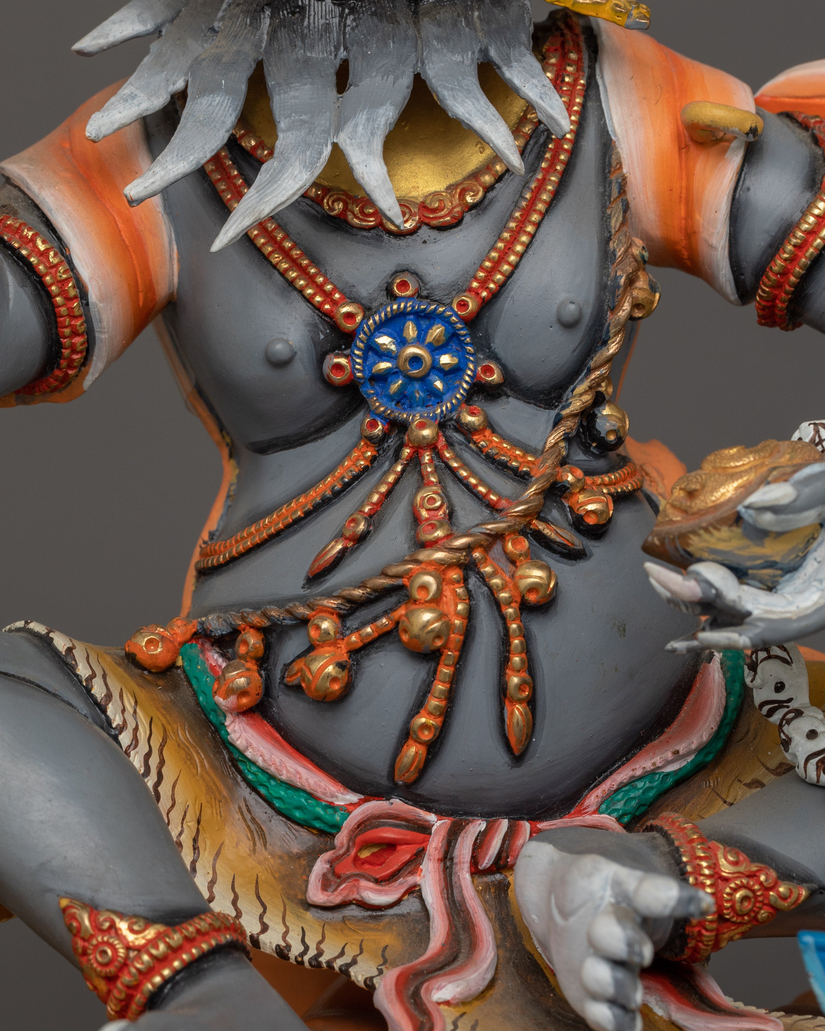 Beautiful Acrylic Painting Brahmanrupa Mahakala Statue | The Protector in Brahmin Form