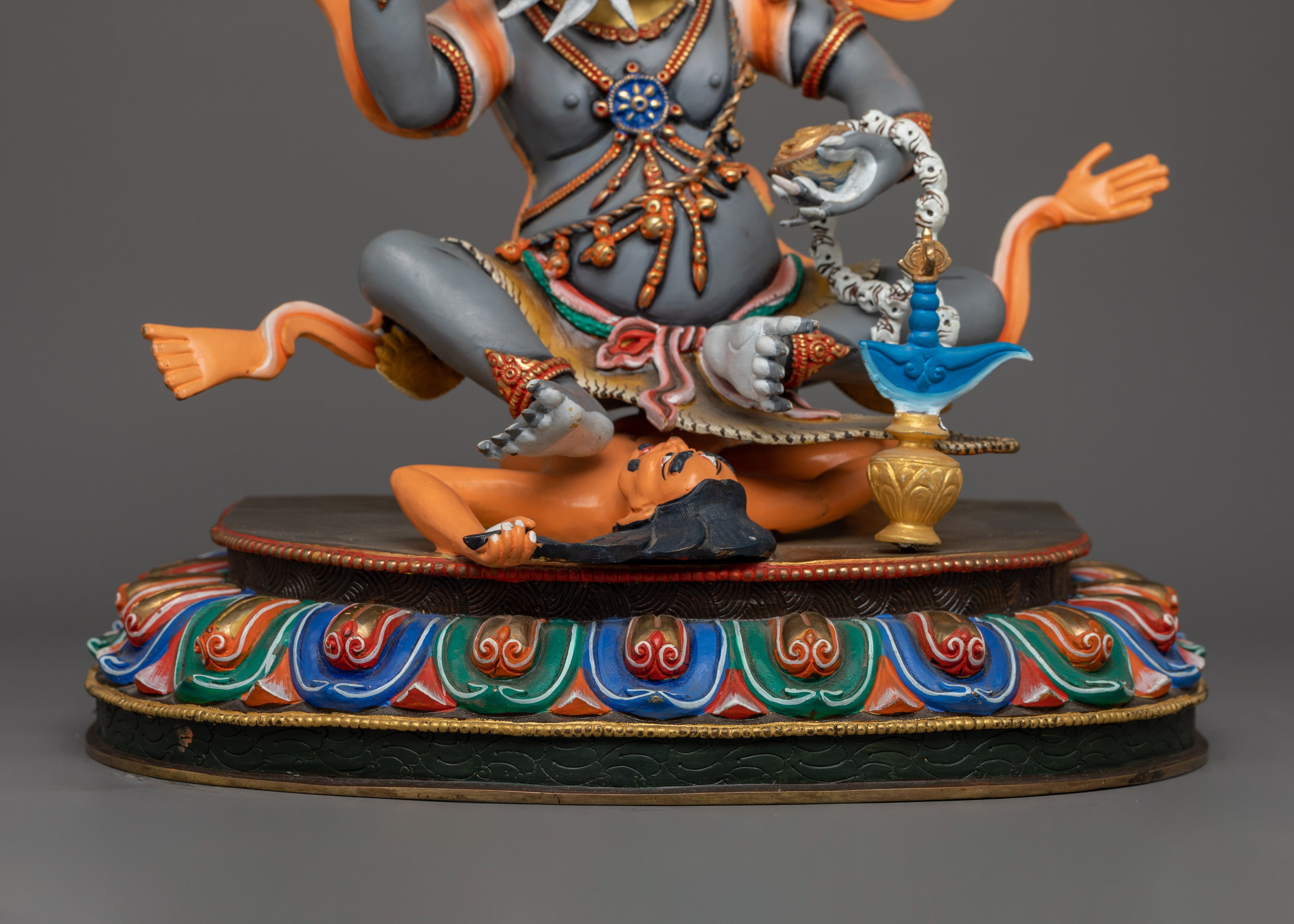 Beautiful Acrylic Painting Brahmanrupa Mahakala Statue | The Protector in Brahmin Form