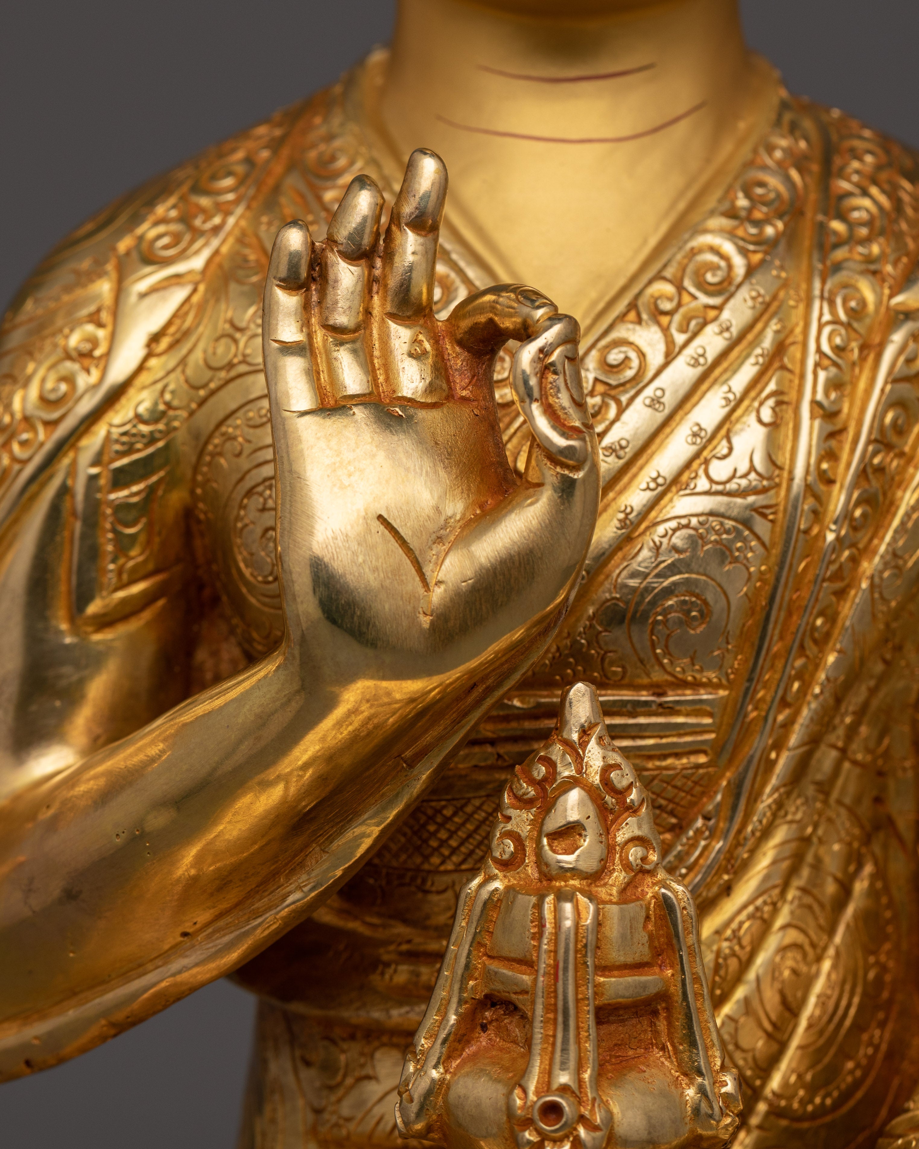 24K Gold Gilded Tsong Khapa Statue | Guru of Tibetan Buddhist Teachings