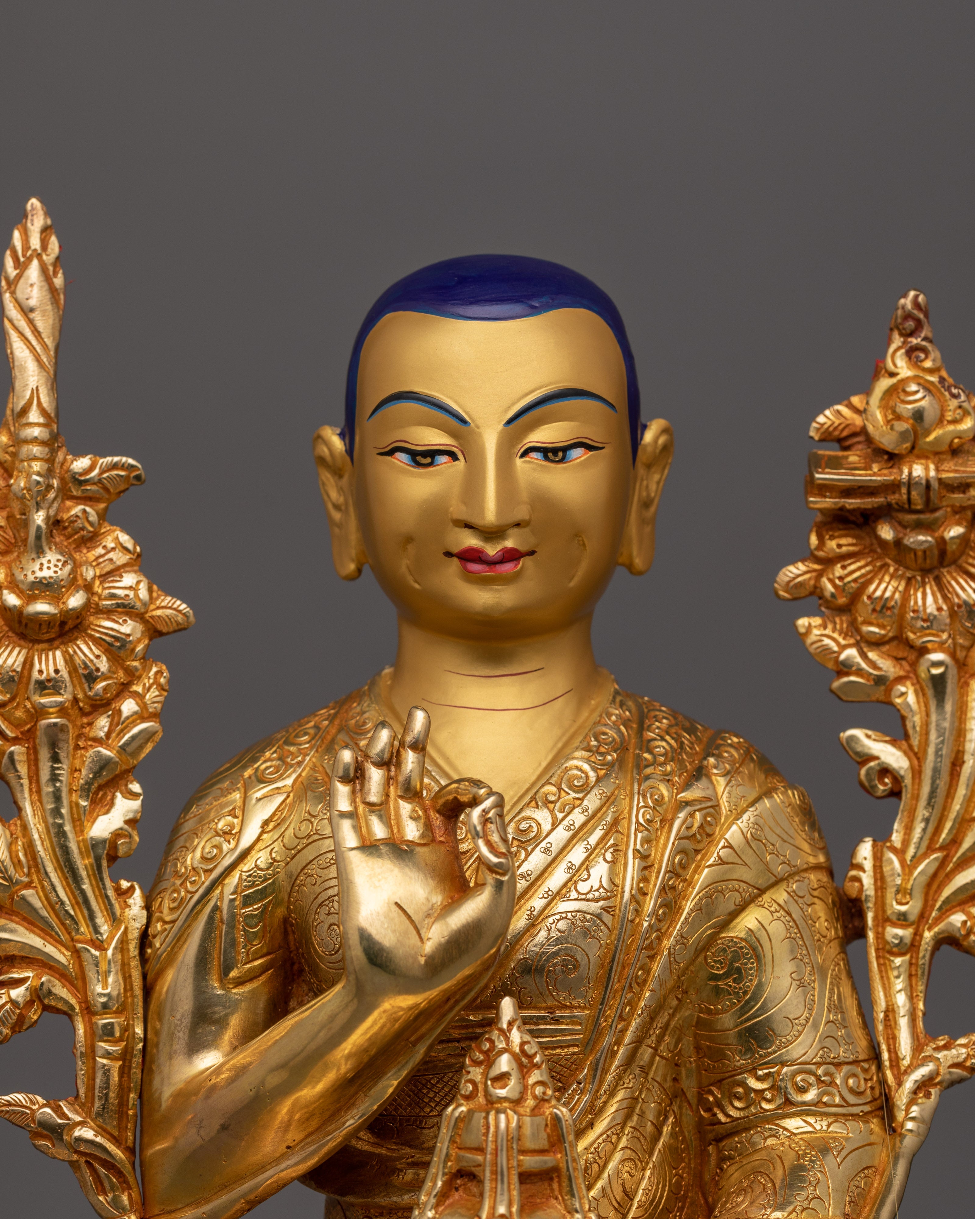 24K Gold Gilded Tsong Khapa Statue | Guru of Tibetan Buddhist Teachings