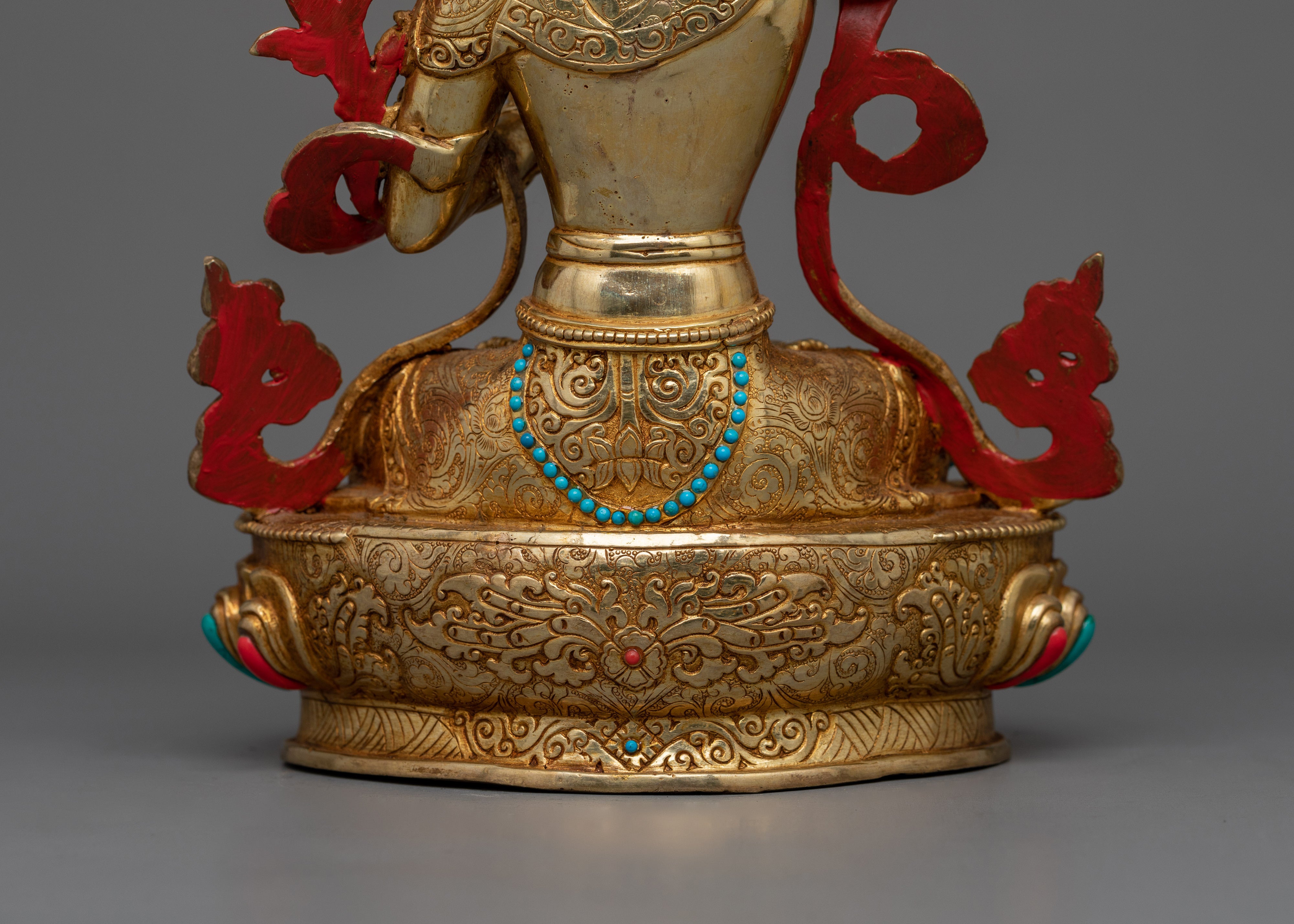 Manjushri with Hand Carved Gemstones Statue | The Embodiment of Wisdom