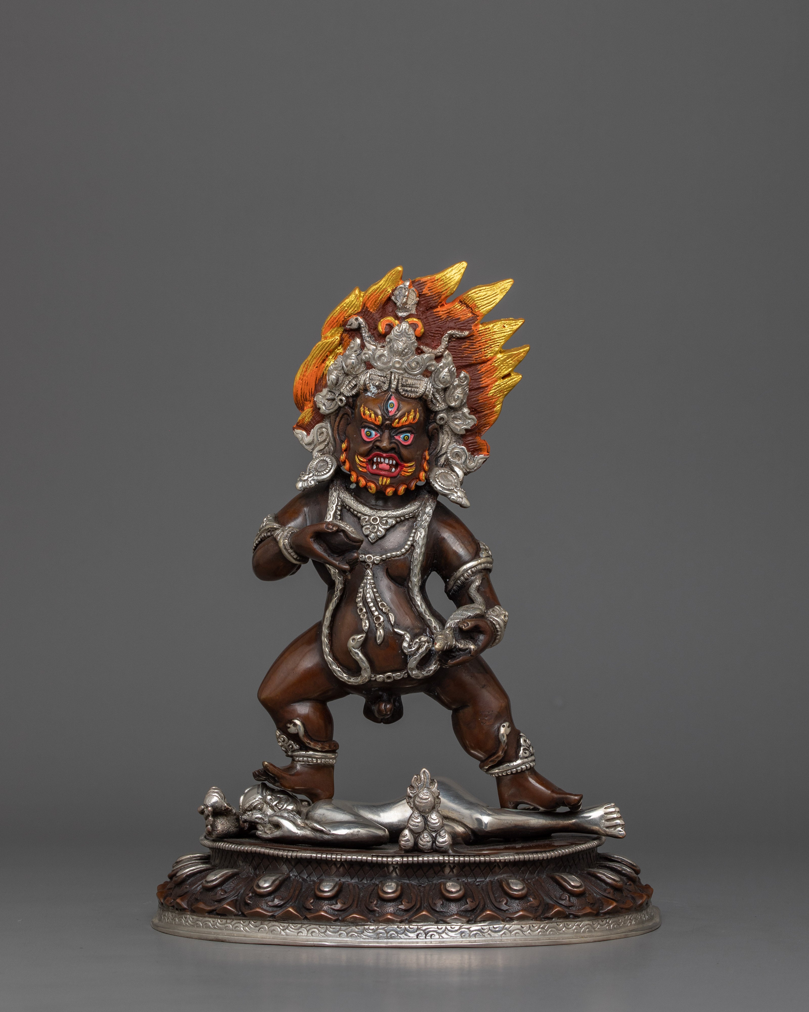 Traditional Nagpo Dzambhala Statue | The Wrathful Wealth Deity