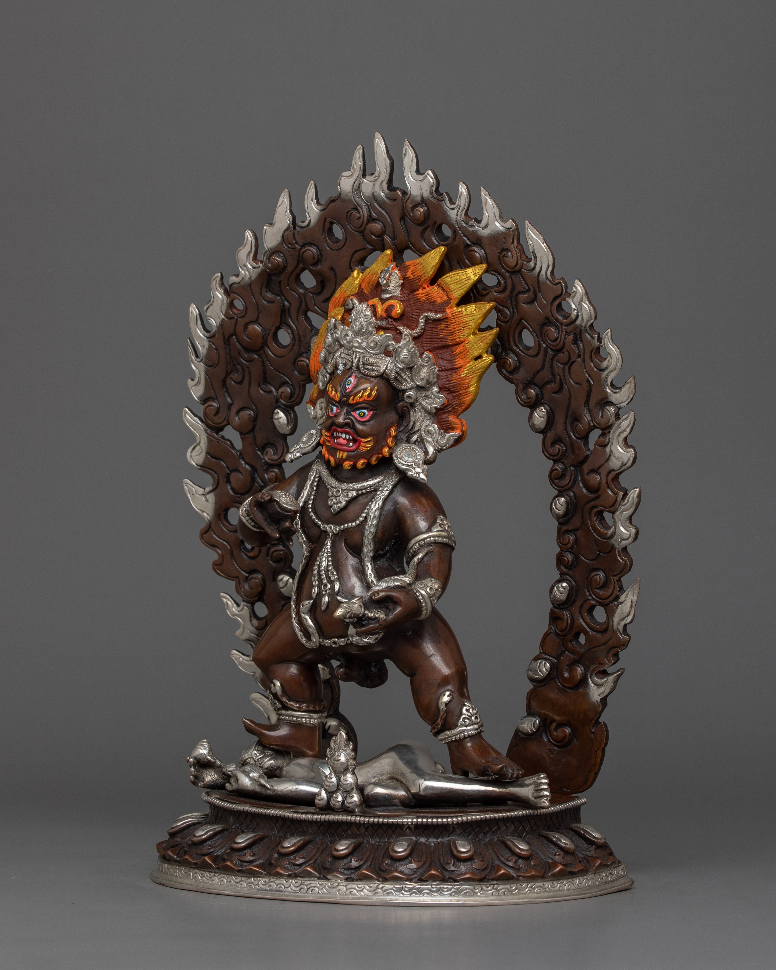 Traditional Nagpo Dzambhala Statue | The Wrathful Wealth Deity