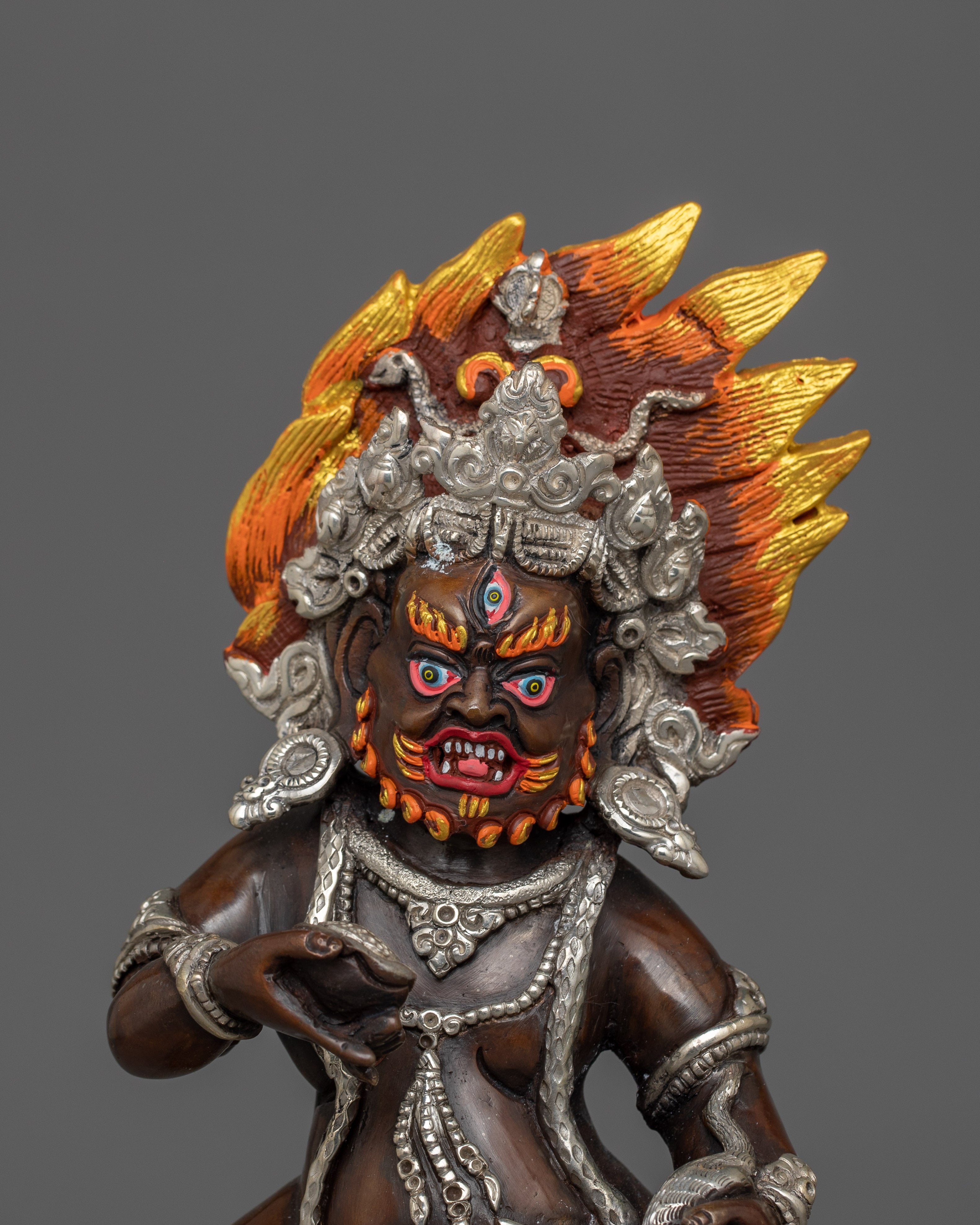 Traditional Nagpo Dzambhala Statue | The Wrathful Wealth Deity