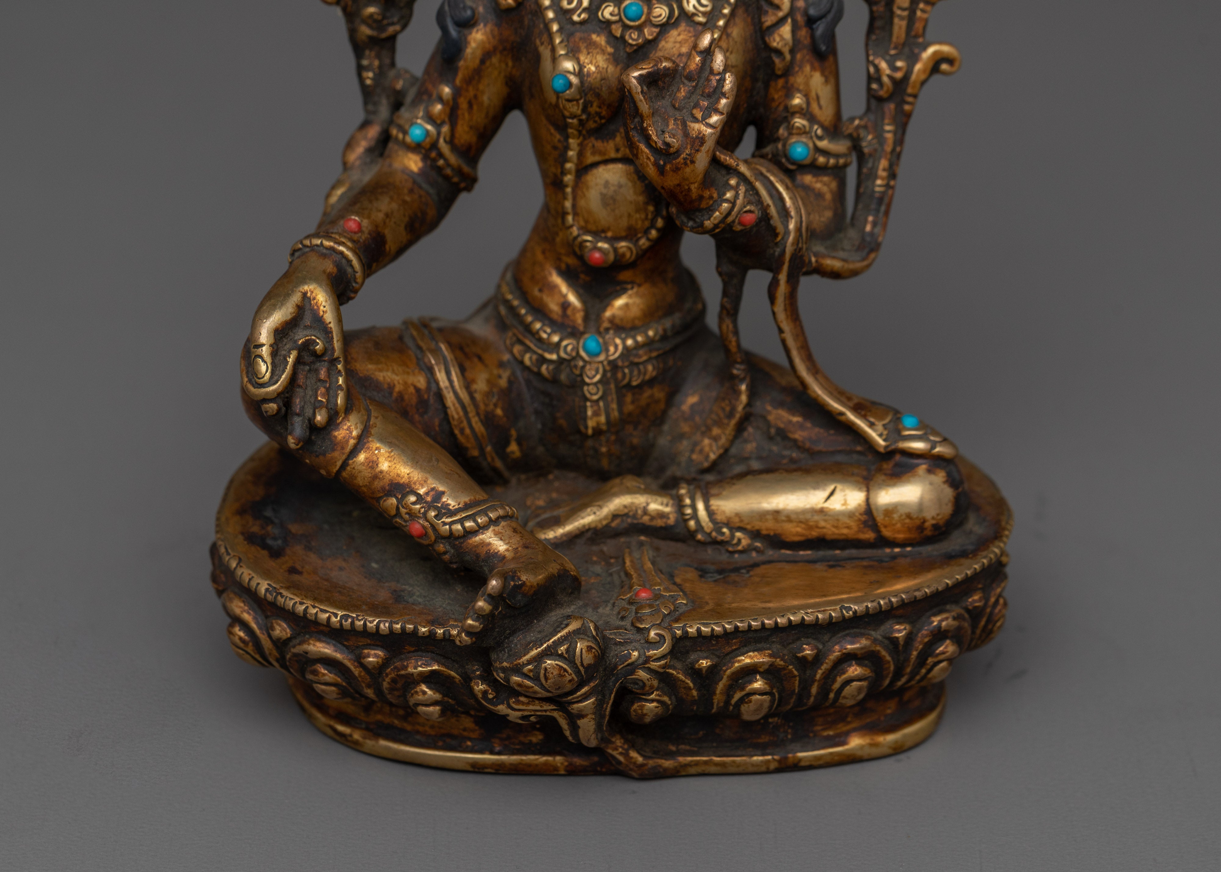 Handcrafted Statue of Green Tara | Traditional Artwork