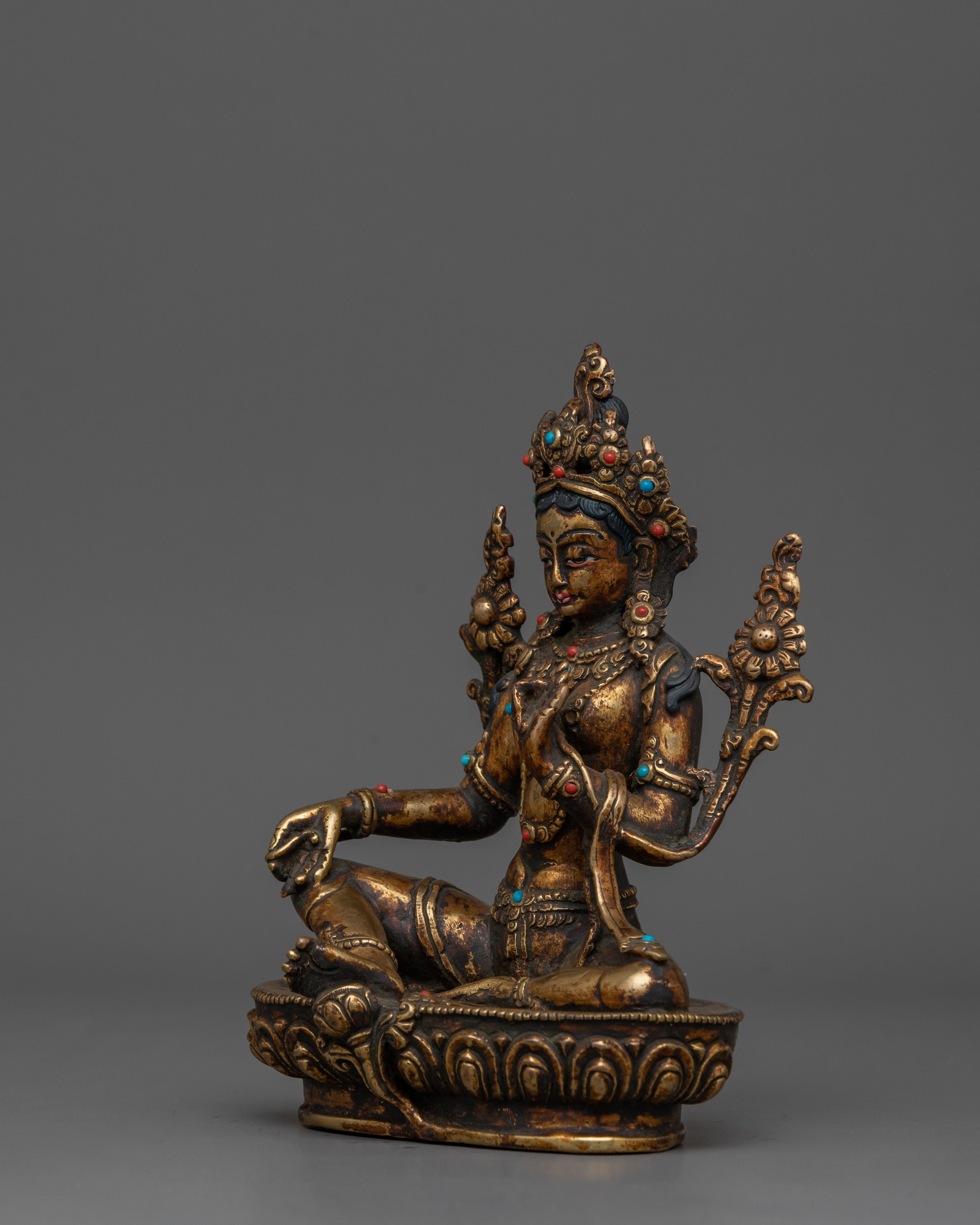 Handcrafted Statue of Green Tara | Traditional Artwork