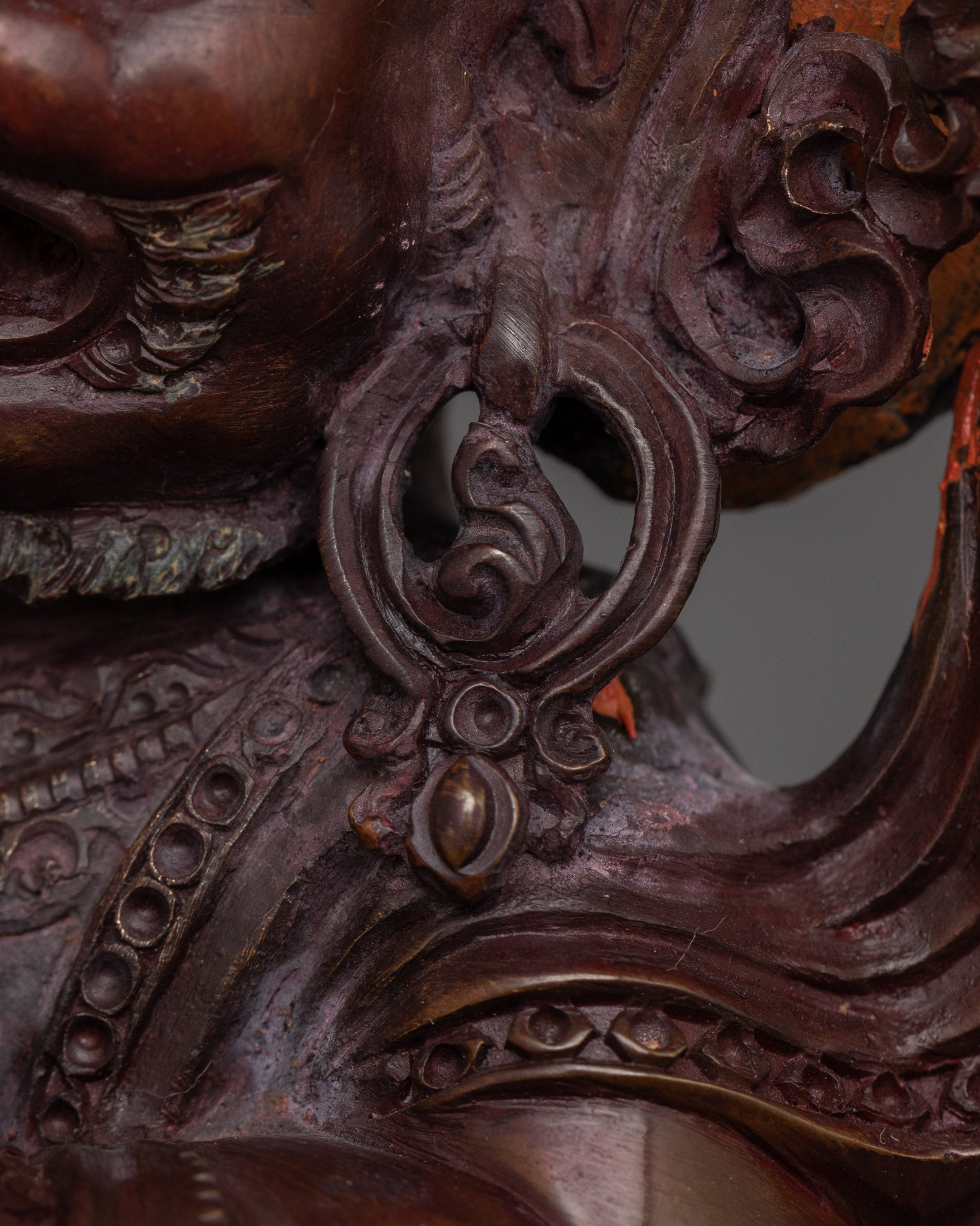 Handmade Mahakala Bernagchen Statue | Oxidized Copper Body Sculpture