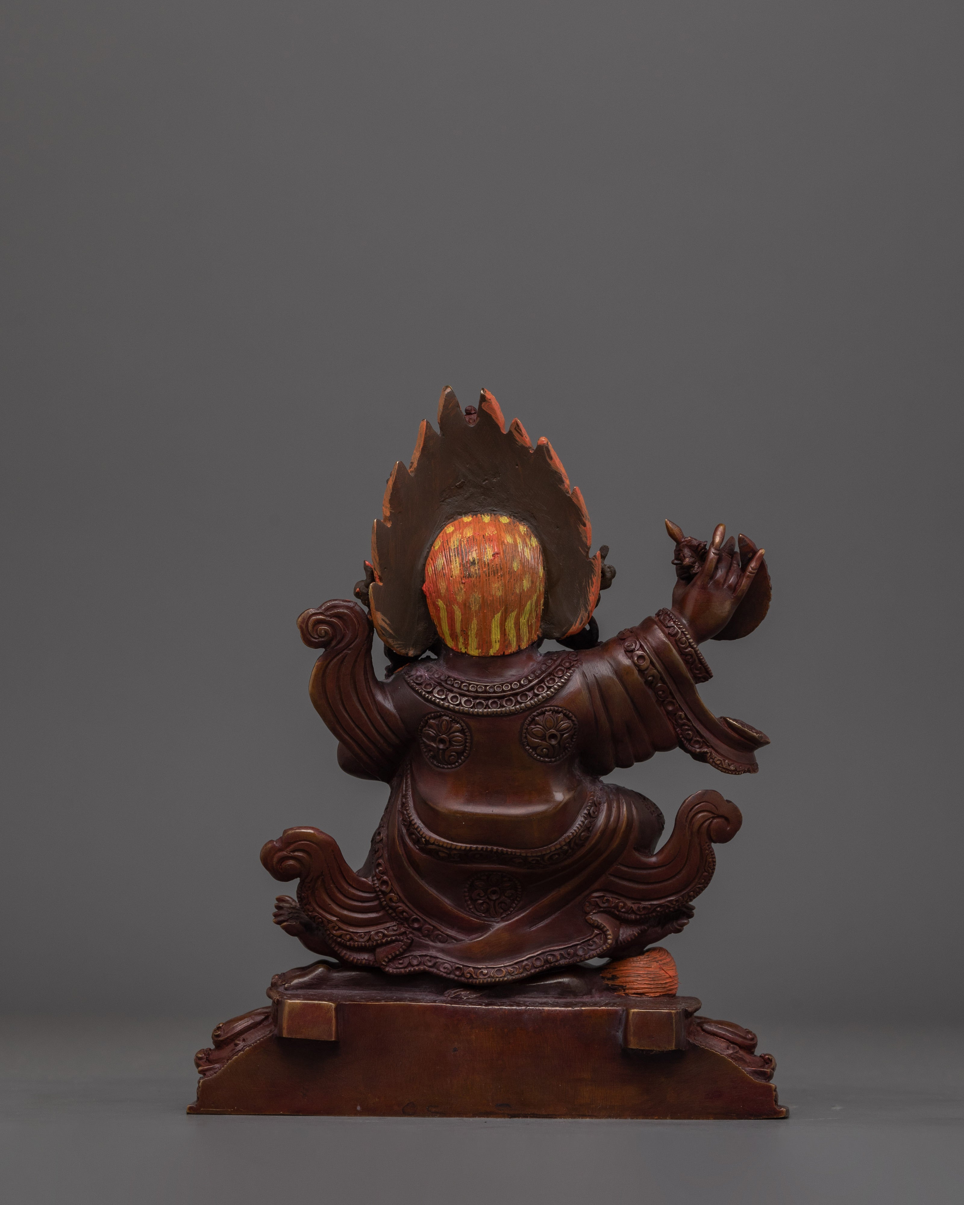 Handmade Mahakala Bernagchen Statue | Oxidized Copper Body Sculpture