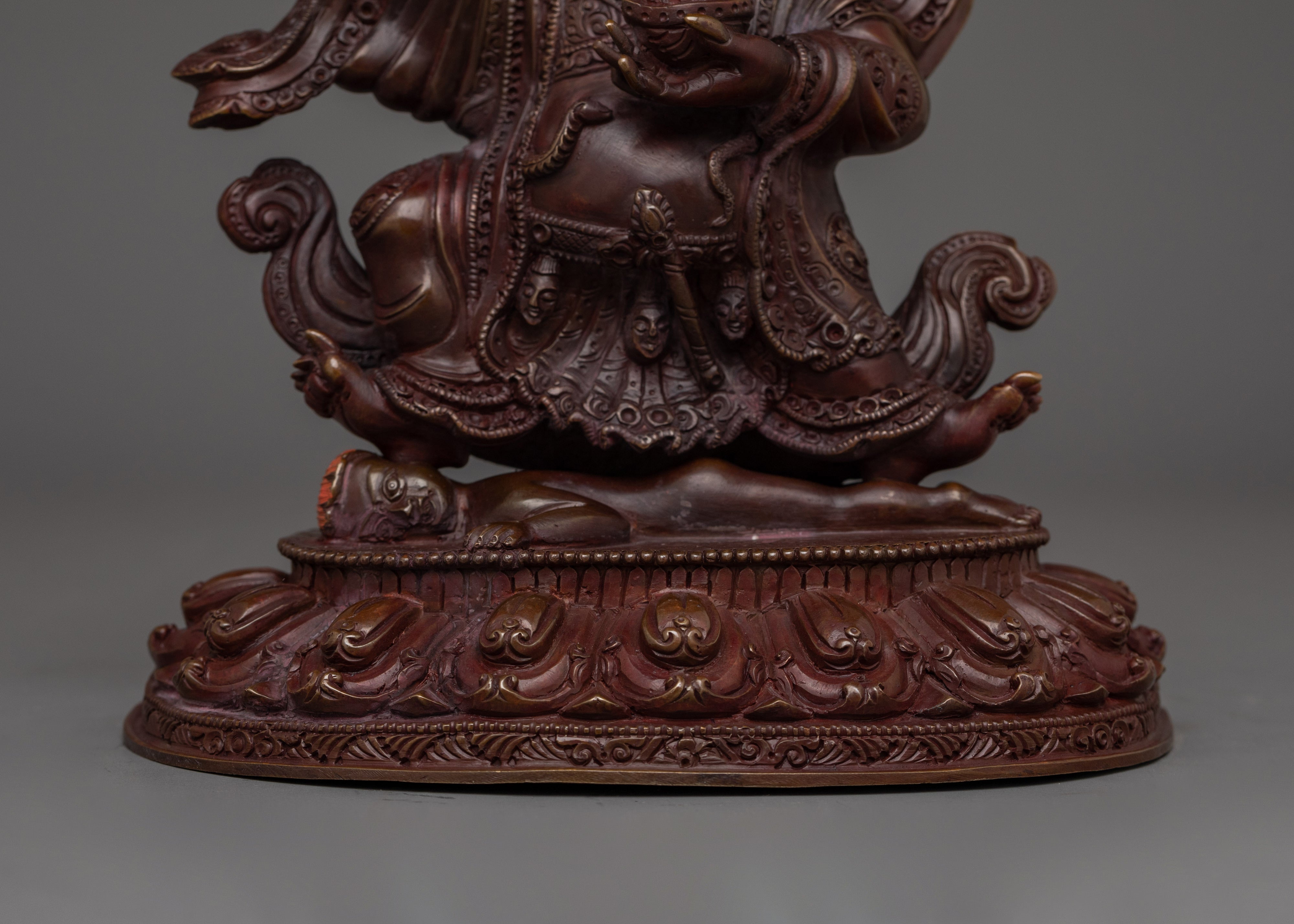 Handmade Mahakala Bernagchen Statue | Oxidized Copper Body Sculpture
