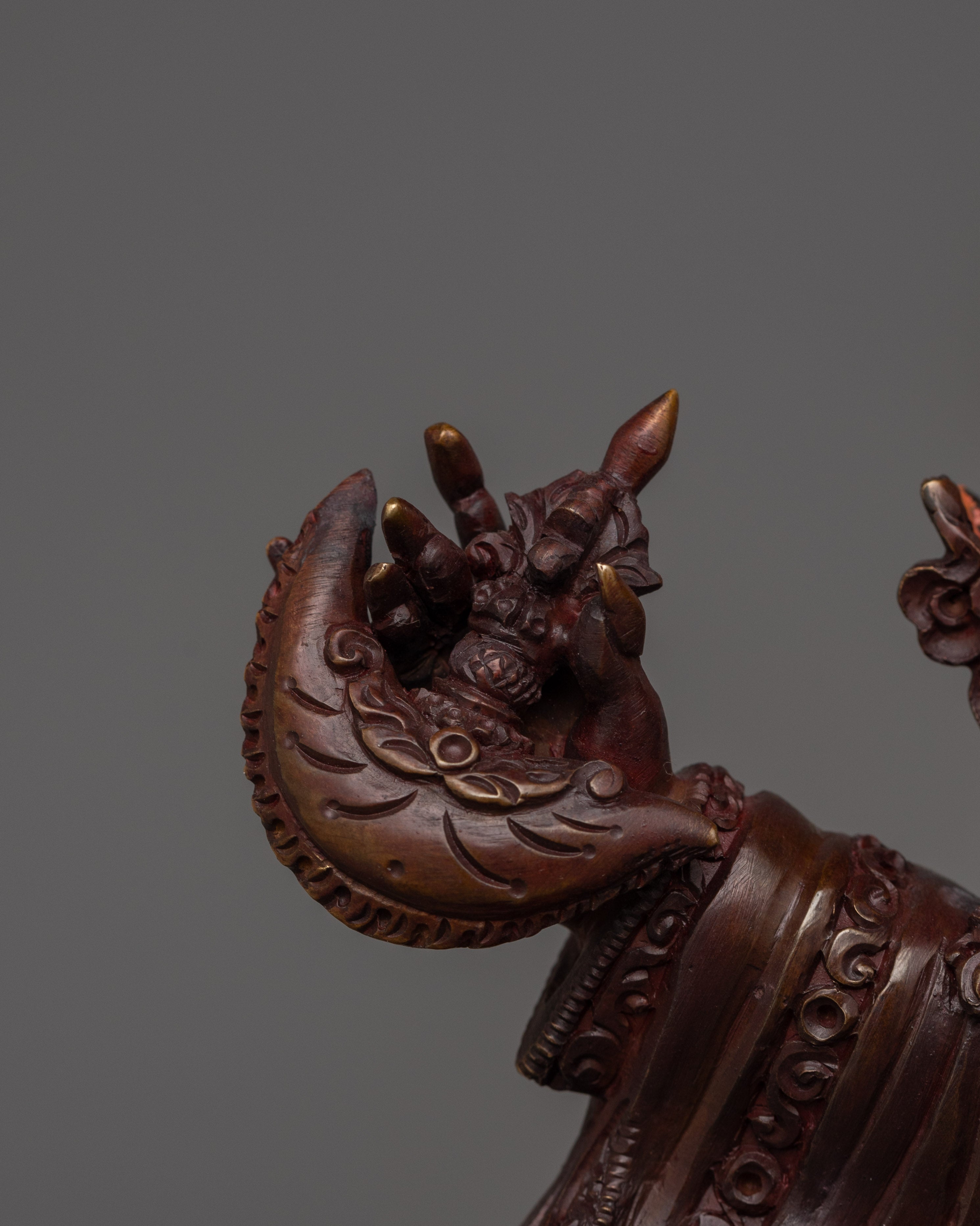 Handmade Mahakala Bernagchen Statue | Oxidized Copper Body Sculpture