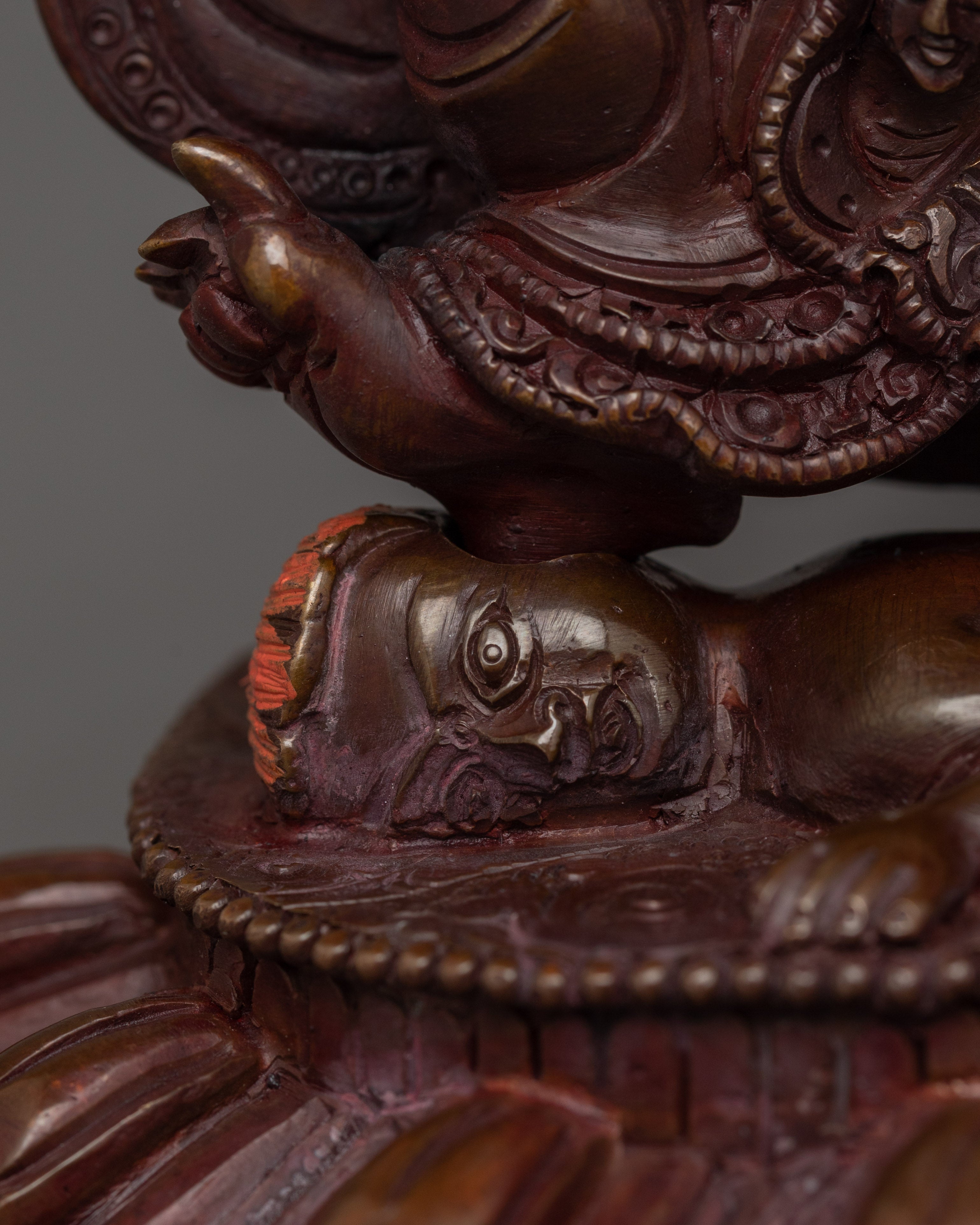 Handmade Mahakala Bernagchen Statue | Oxidized Copper Body Sculpture