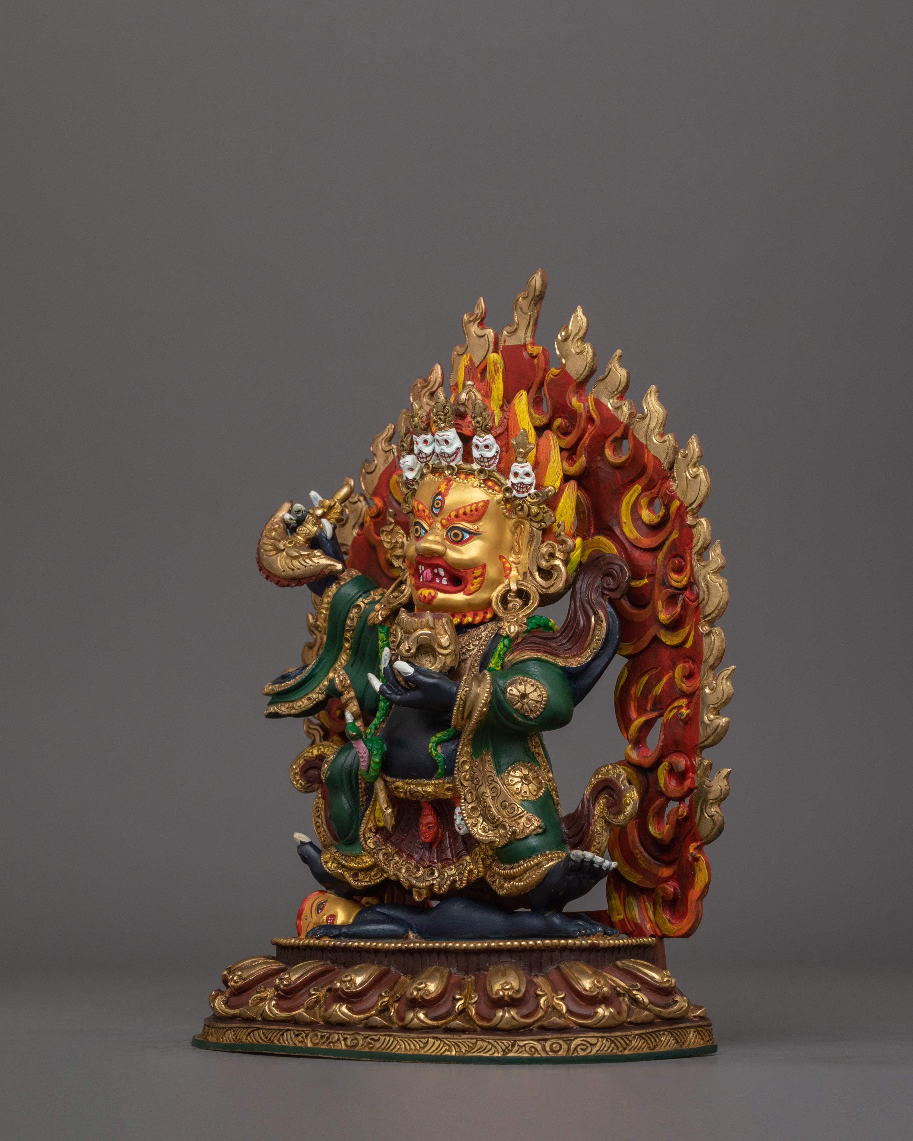 24K Gold Gilded Mahakala Bernagchen Statue | Protector of the Karma Kagyu Lineage
