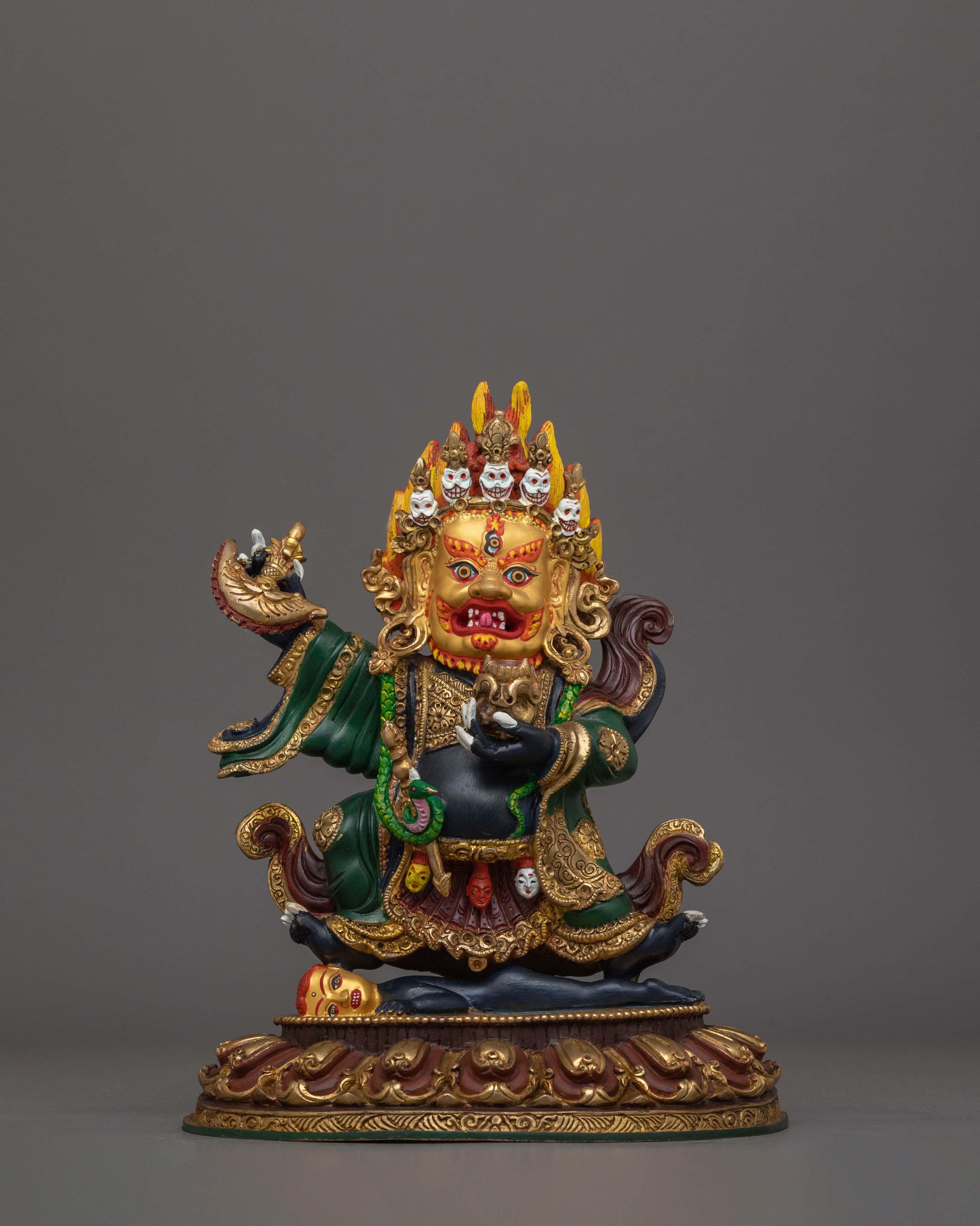 24K Gold Gilded Mahakala Bernagchen Statue | Protector of the Karma Kagyu Lineage