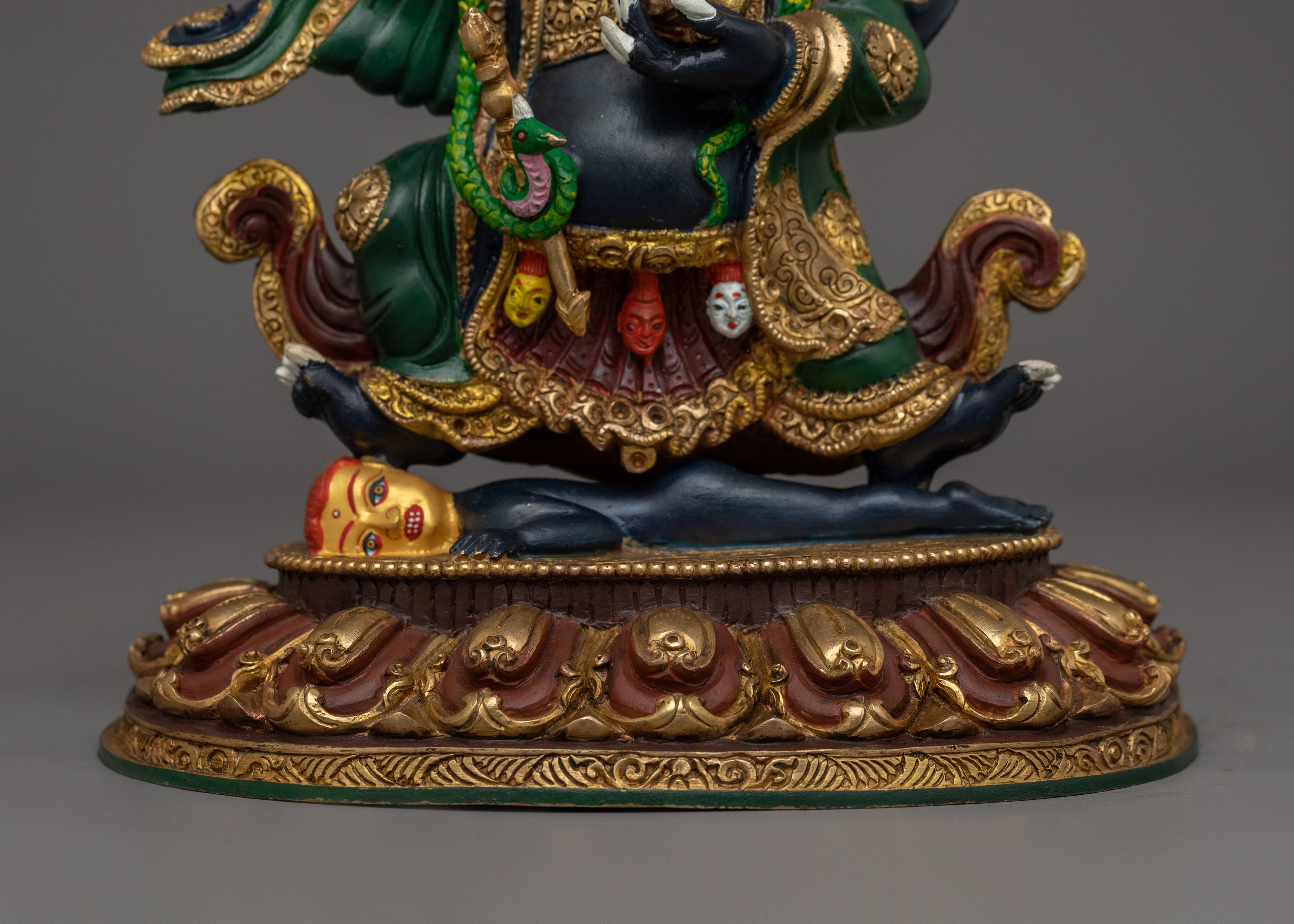 24K Gold Gilded Mahakala Bernagchen Statue | Protector of the Karma Kagyu Lineage