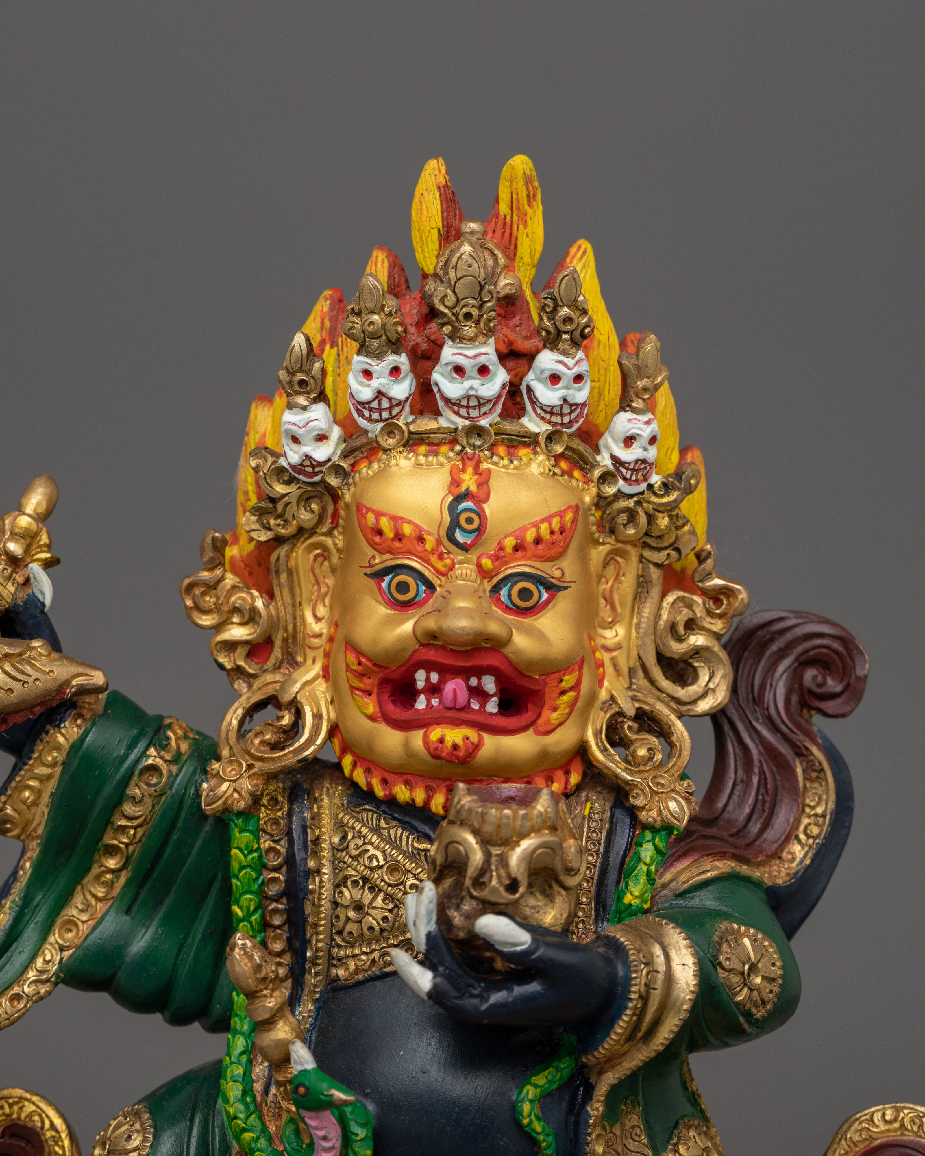 24K Gold Gilded Mahakala Bernagchen Statue | Protector of the Karma Kagyu Lineage