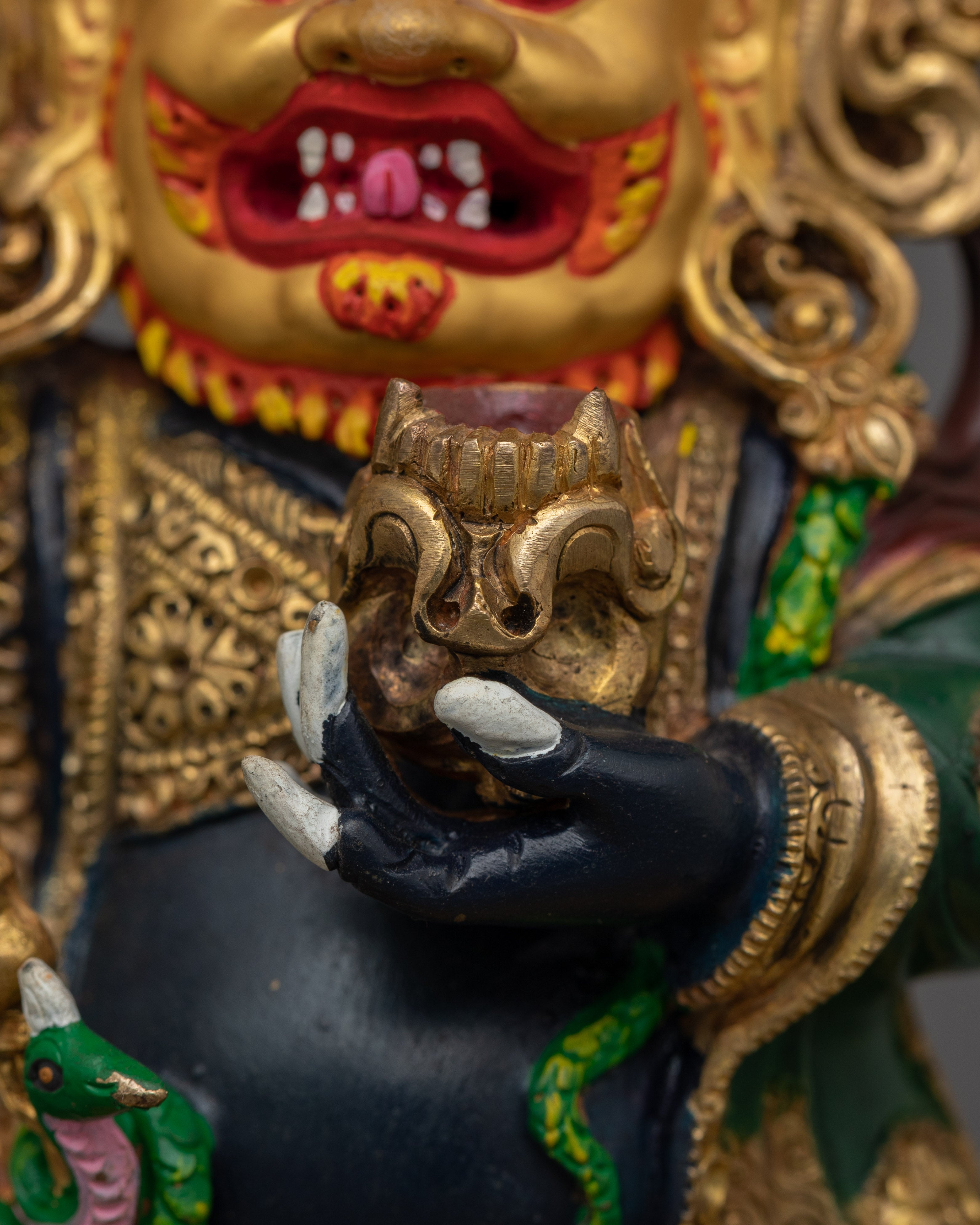 24K Gold Gilded Mahakala Bernagchen Statue | Protector of the Karma Kagyu Lineage