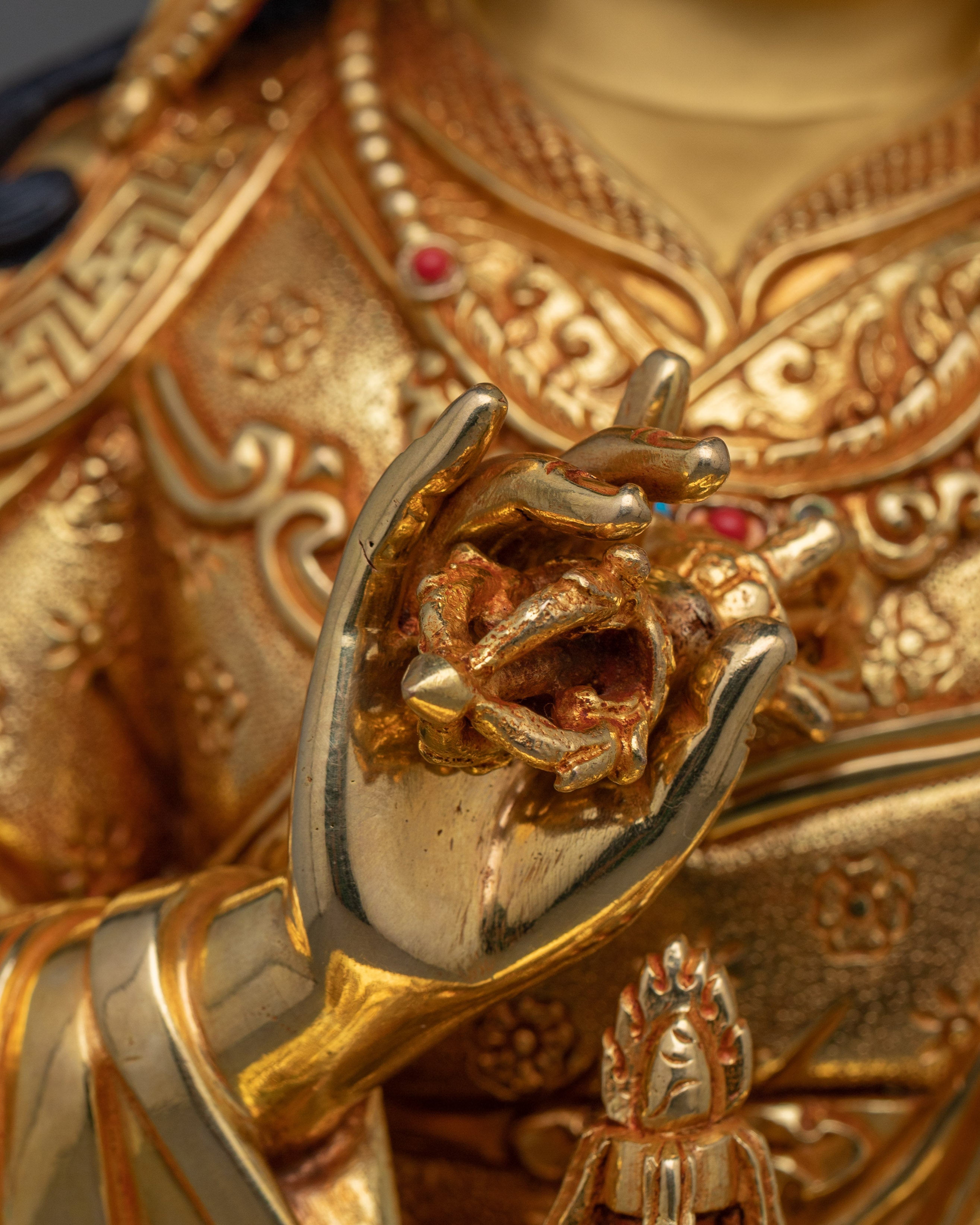 Beautiful Gold Gilded Guru Rinpoche Statue | The Precious Master