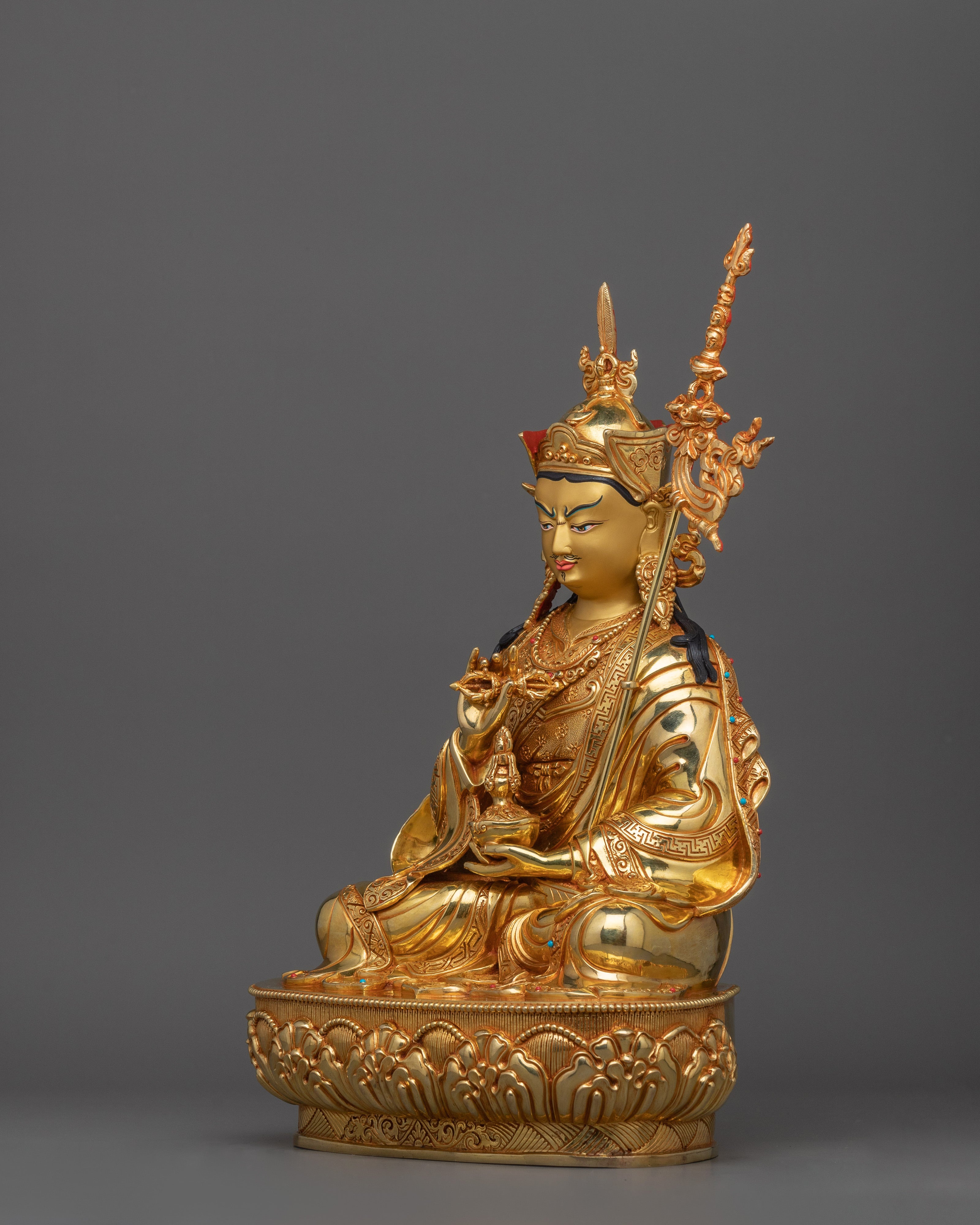 Beautiful Gold Gilded Guru Rinpoche Statue | The Precious Master