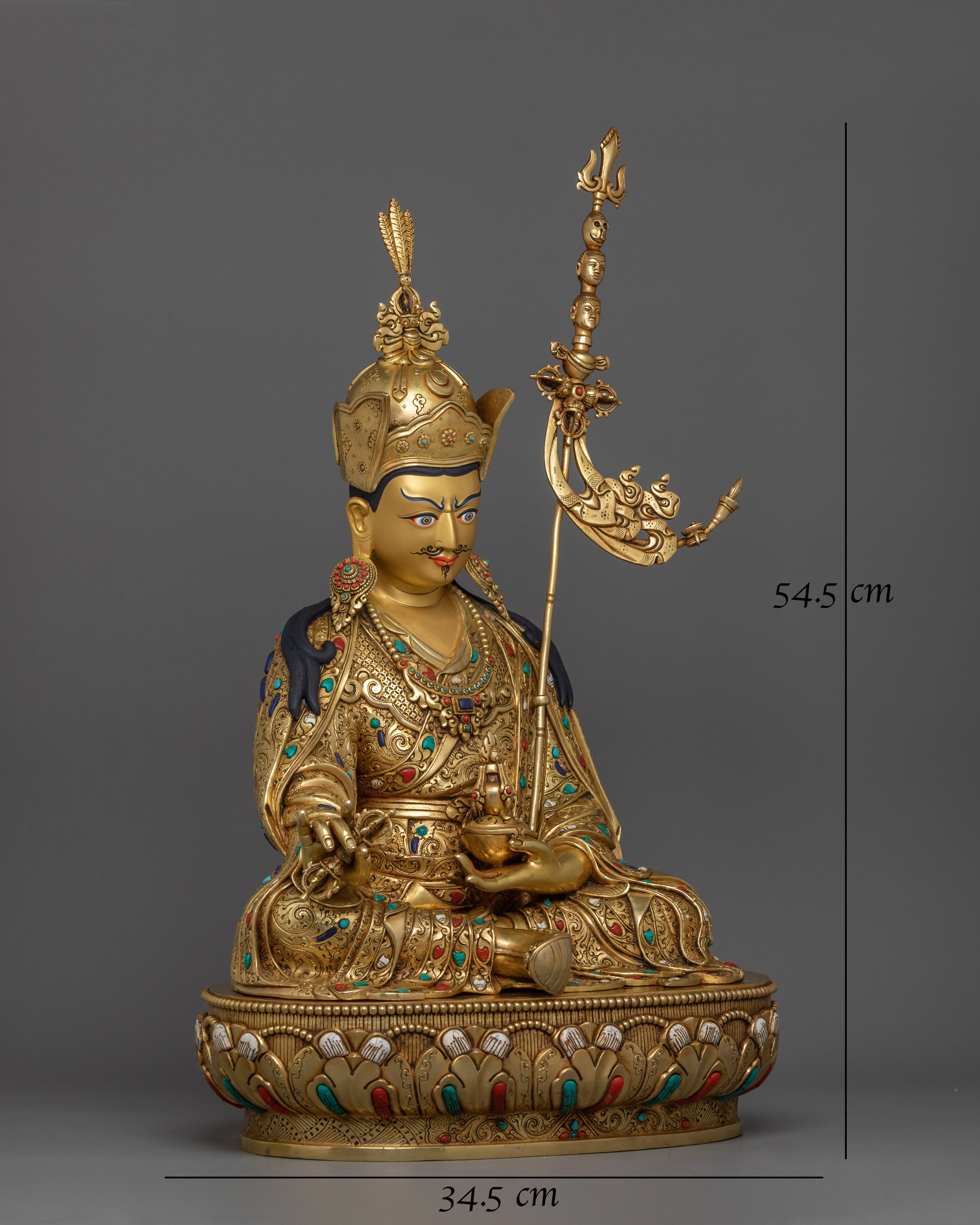 Guru Rinpoche With Beautiful Handcarved Gemstones