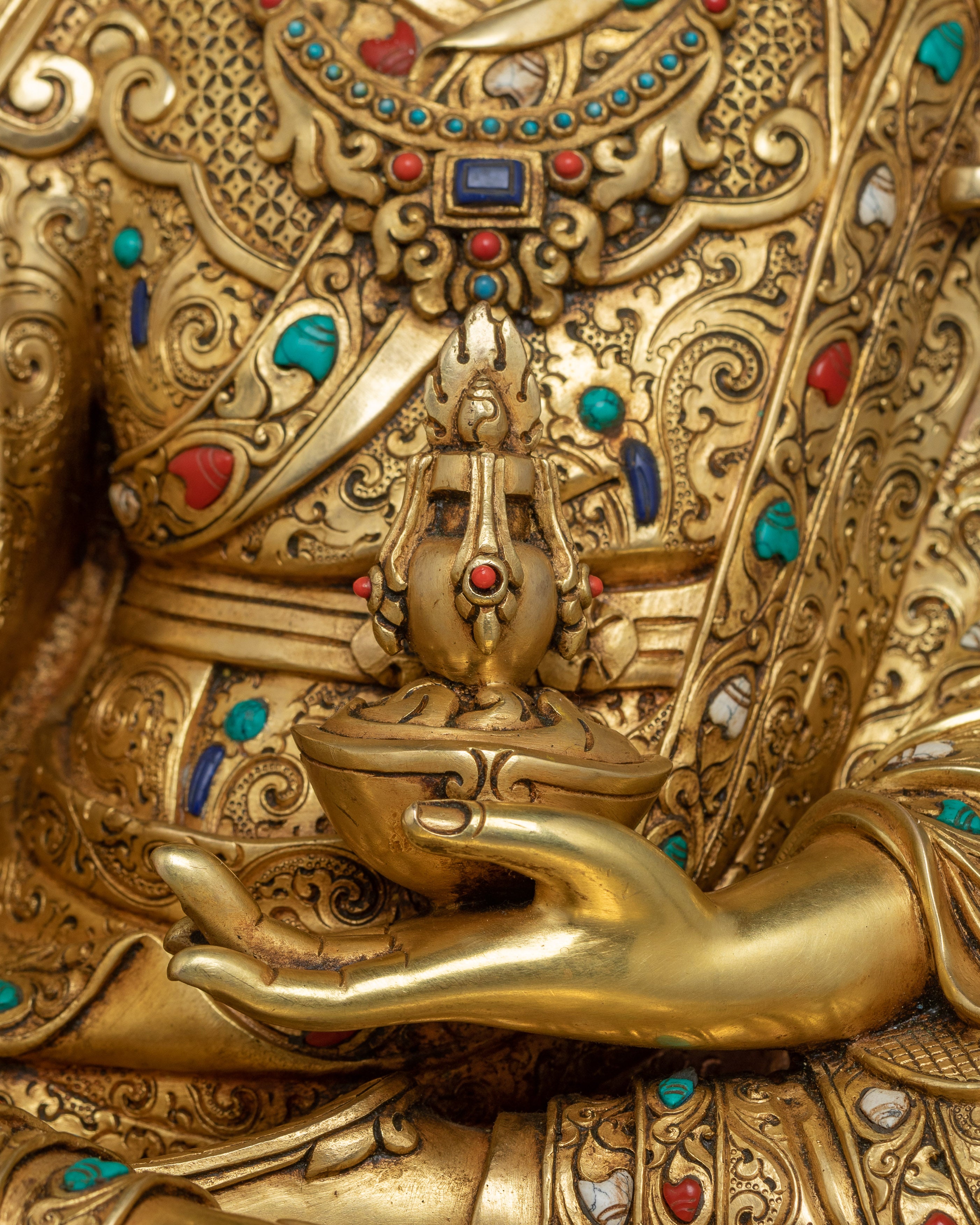 Guru Rinpoche With Beautiful Handcarved Gemstones Statue | The Precious Master