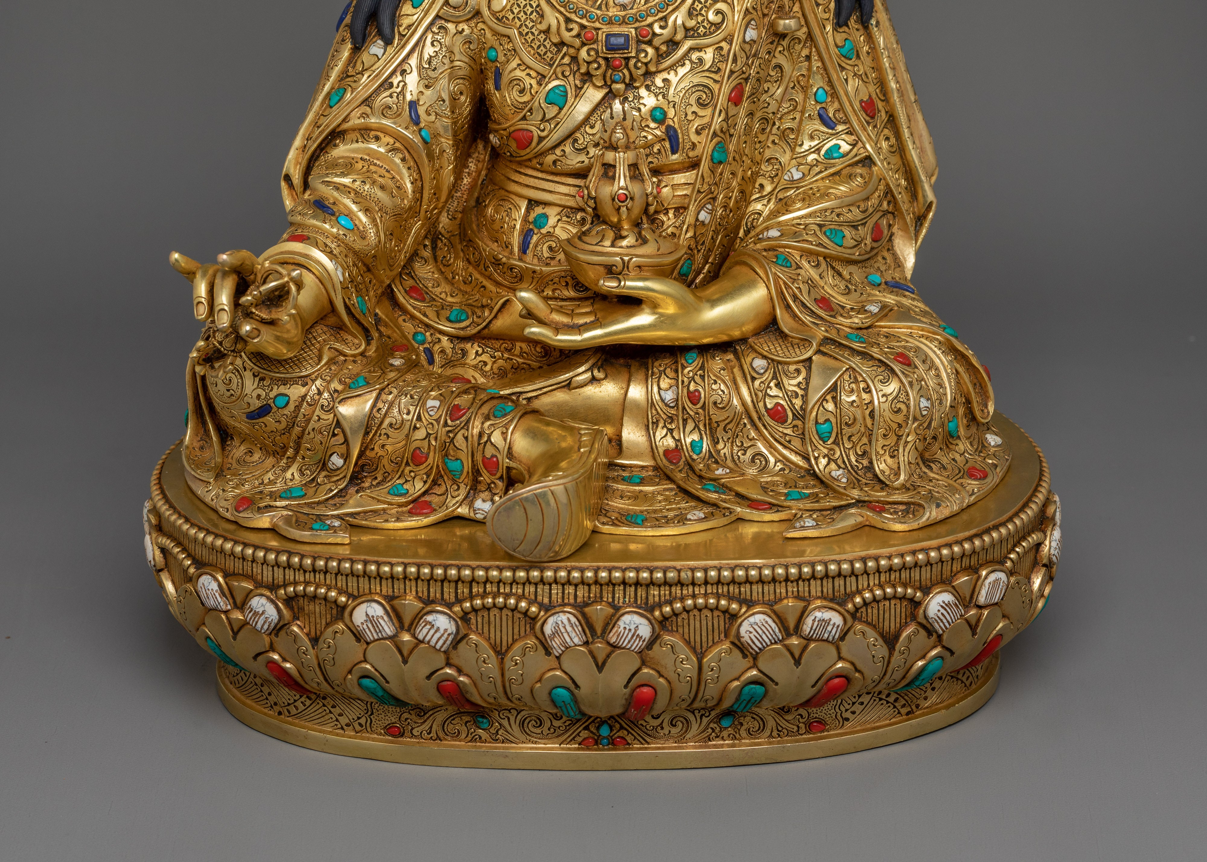 Guru Rinpoche With Beautiful Handcarved Gemstones Statue | The Precious Master