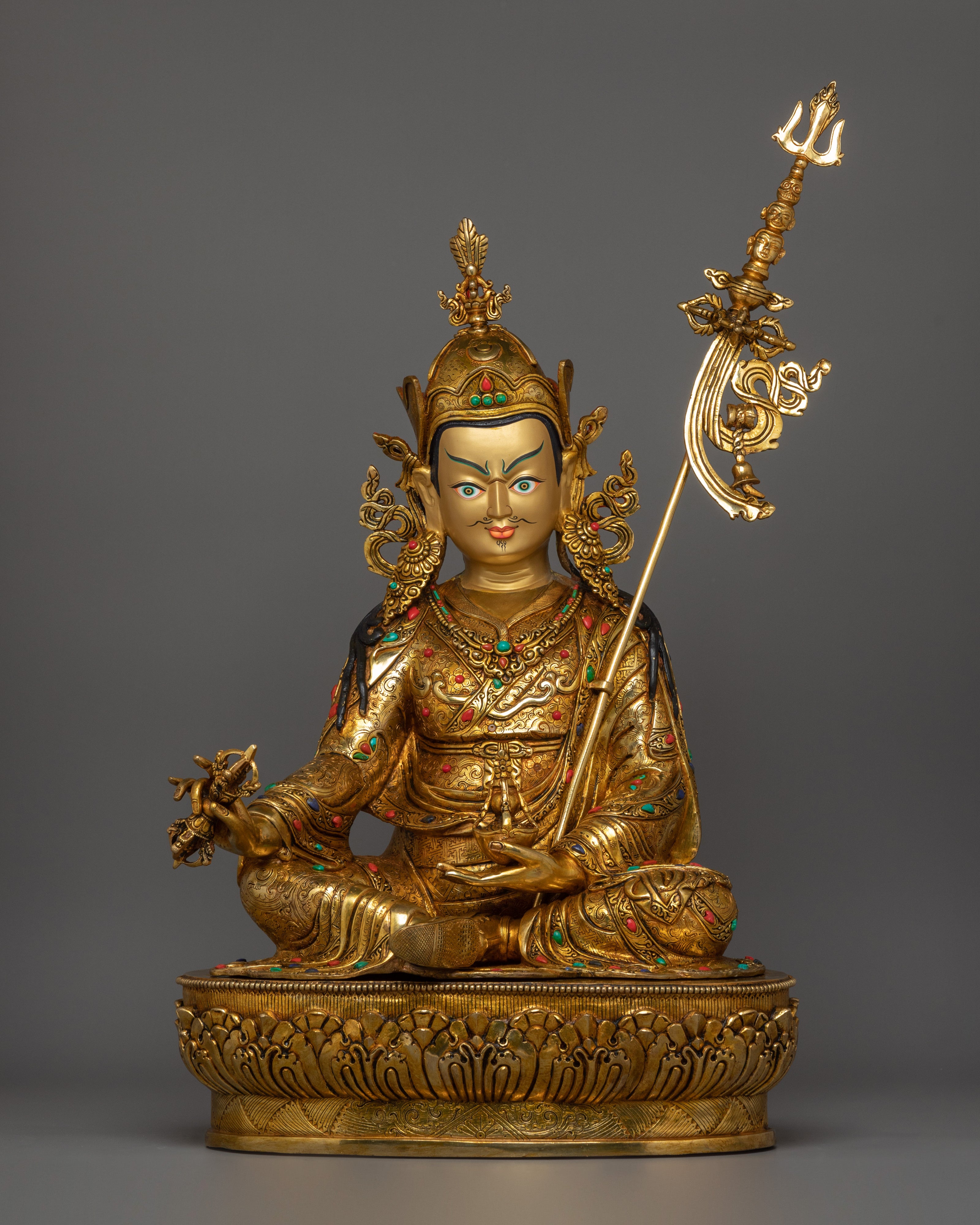 Handcrafted Statue of Guru Rinpoche With Consort | Tibetan Tantric Master with Dakini