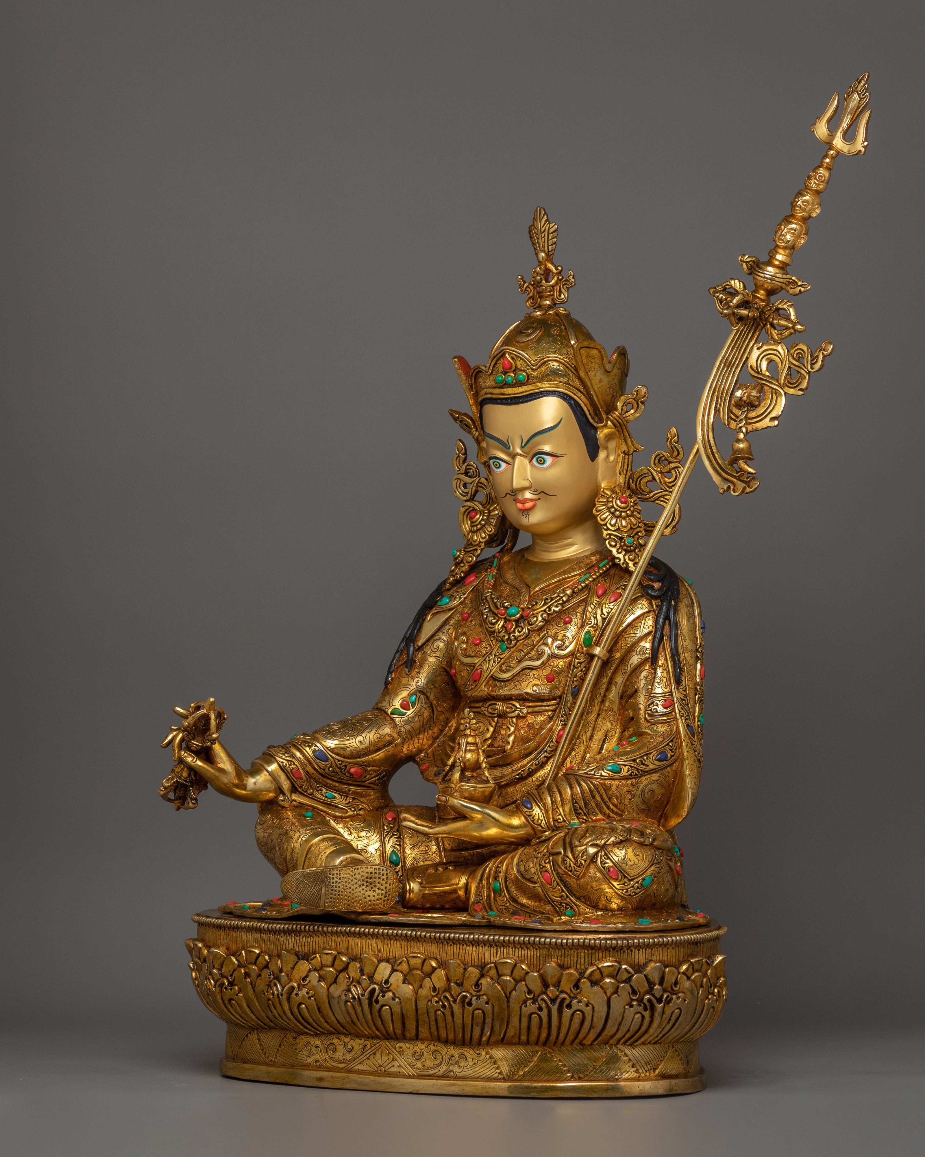 Handcrafted Statue of Guru Rinpoche With Consort | Tibetan Tantric Master with Dakini