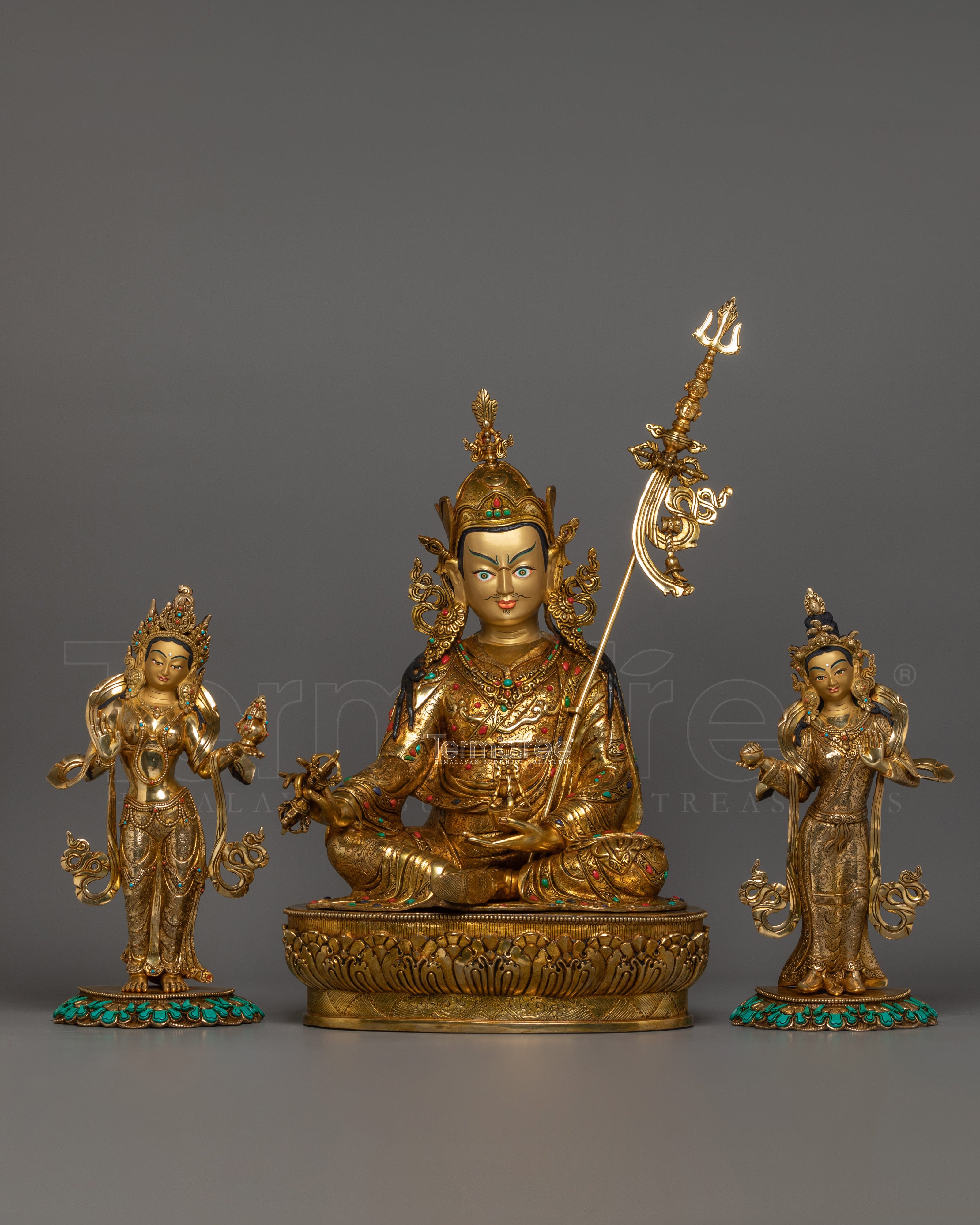 Handcrafted Statue of Guru Rinpoche With Consort | Tibetan Tantric Master with Dakini