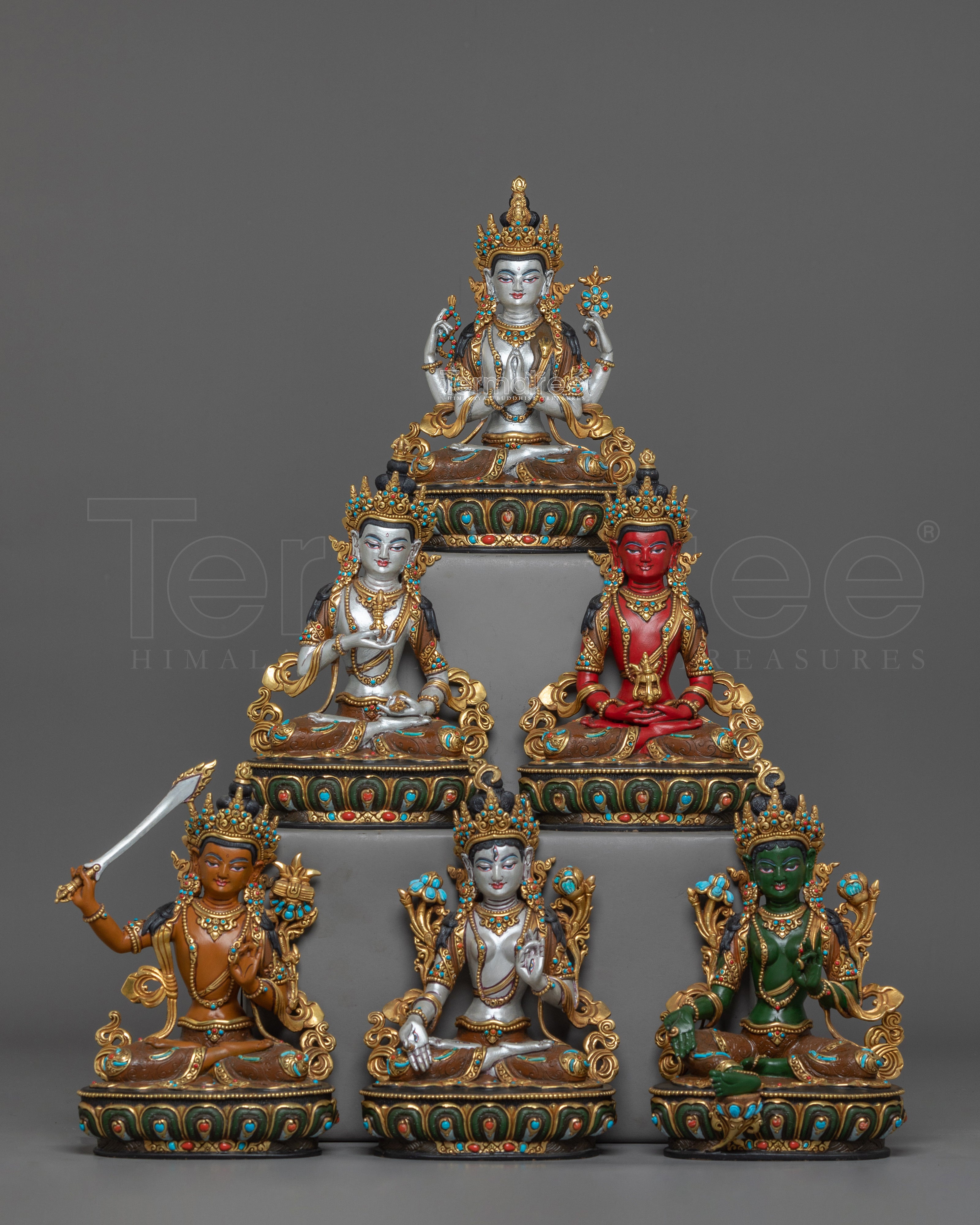 Handmade Bodhisattva Statue set | Guardian of Enlightenment and Dharma