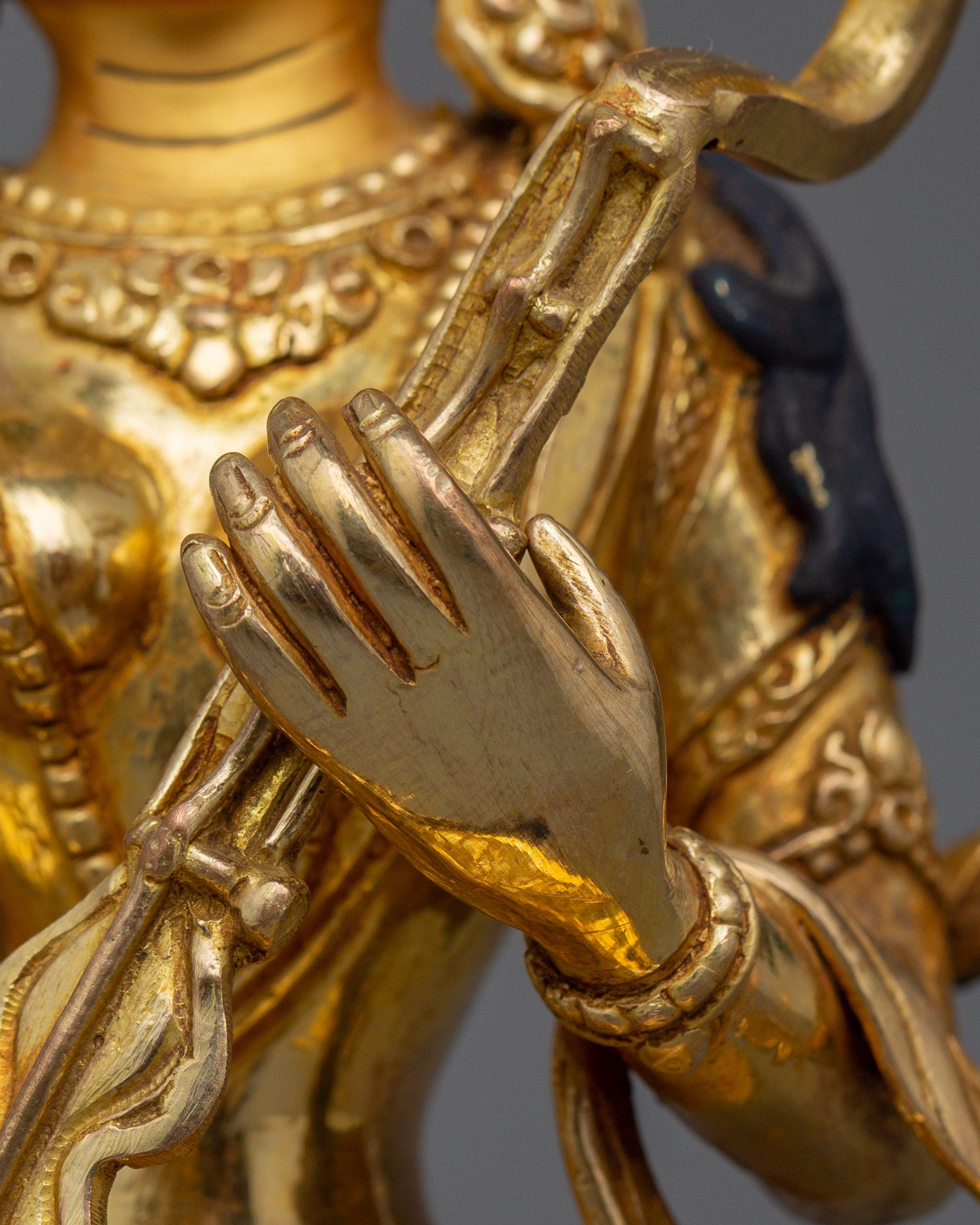 Handcrafted Statue of Saraswati | 24k Gold Gilded Sculpture