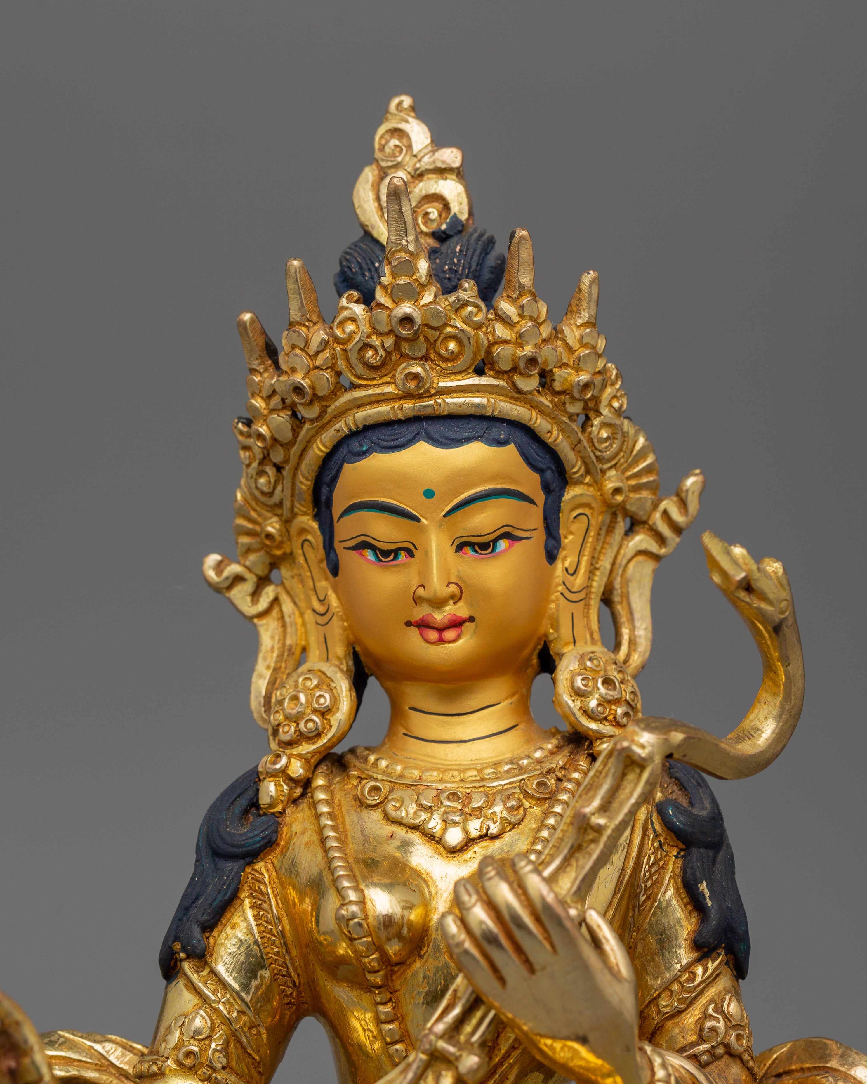 Handcrafted Statue of Saraswati | 24k Gold Gilded Sculpture
