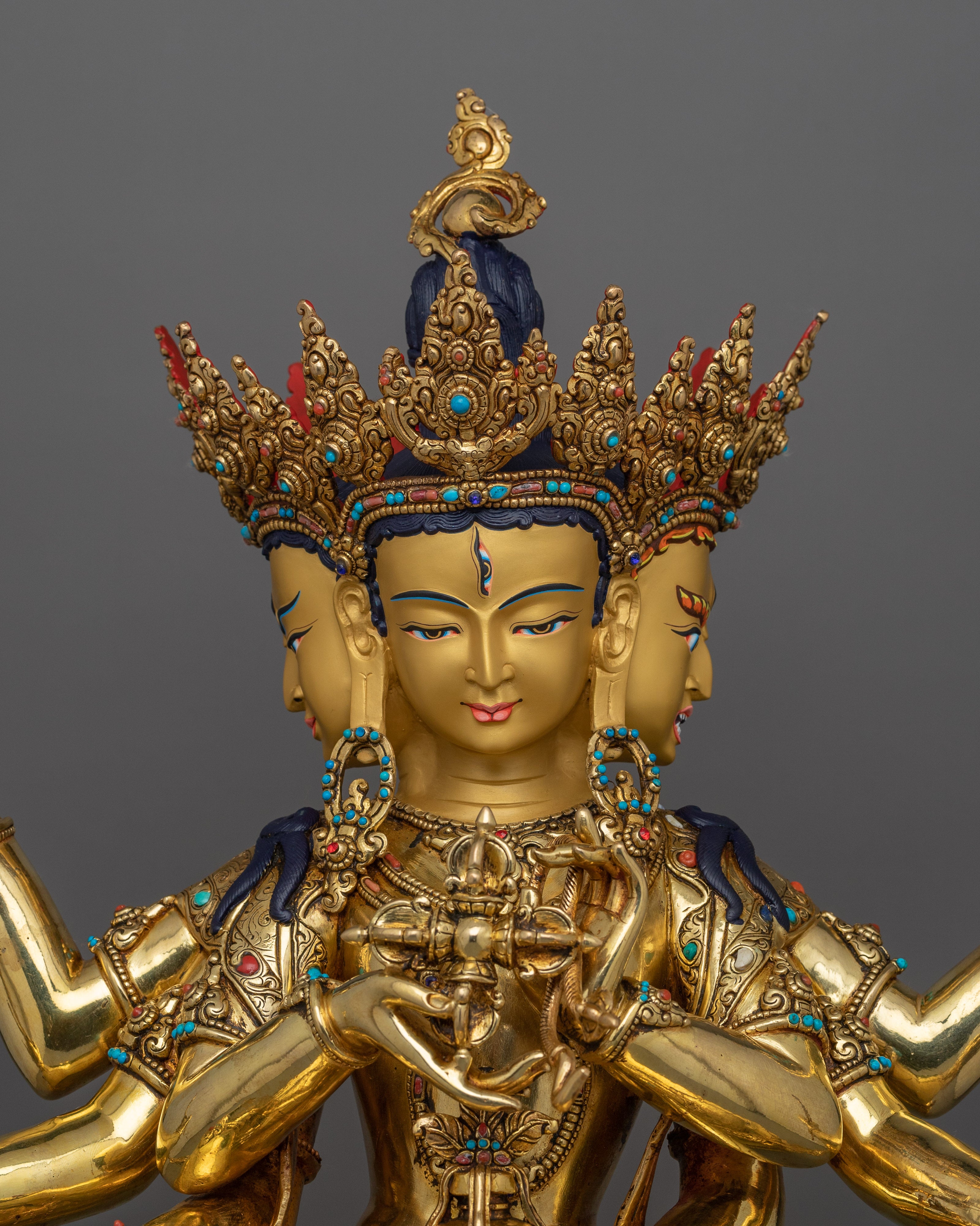 Himalayan Handcrafted Statue of Namgyalma | Three-Faced Sculpture