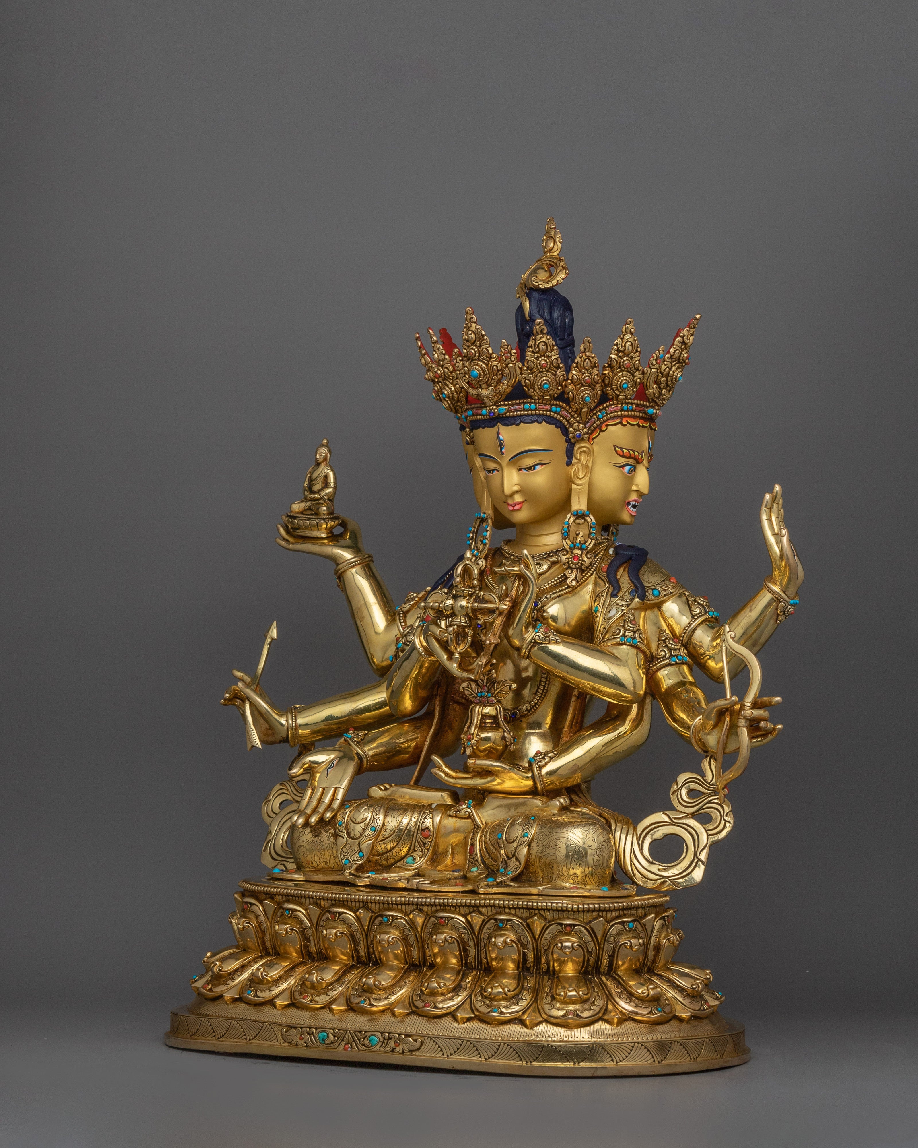 Himalayan Handcrafted Statue of Namgyalma | Three-Faced Sculpture