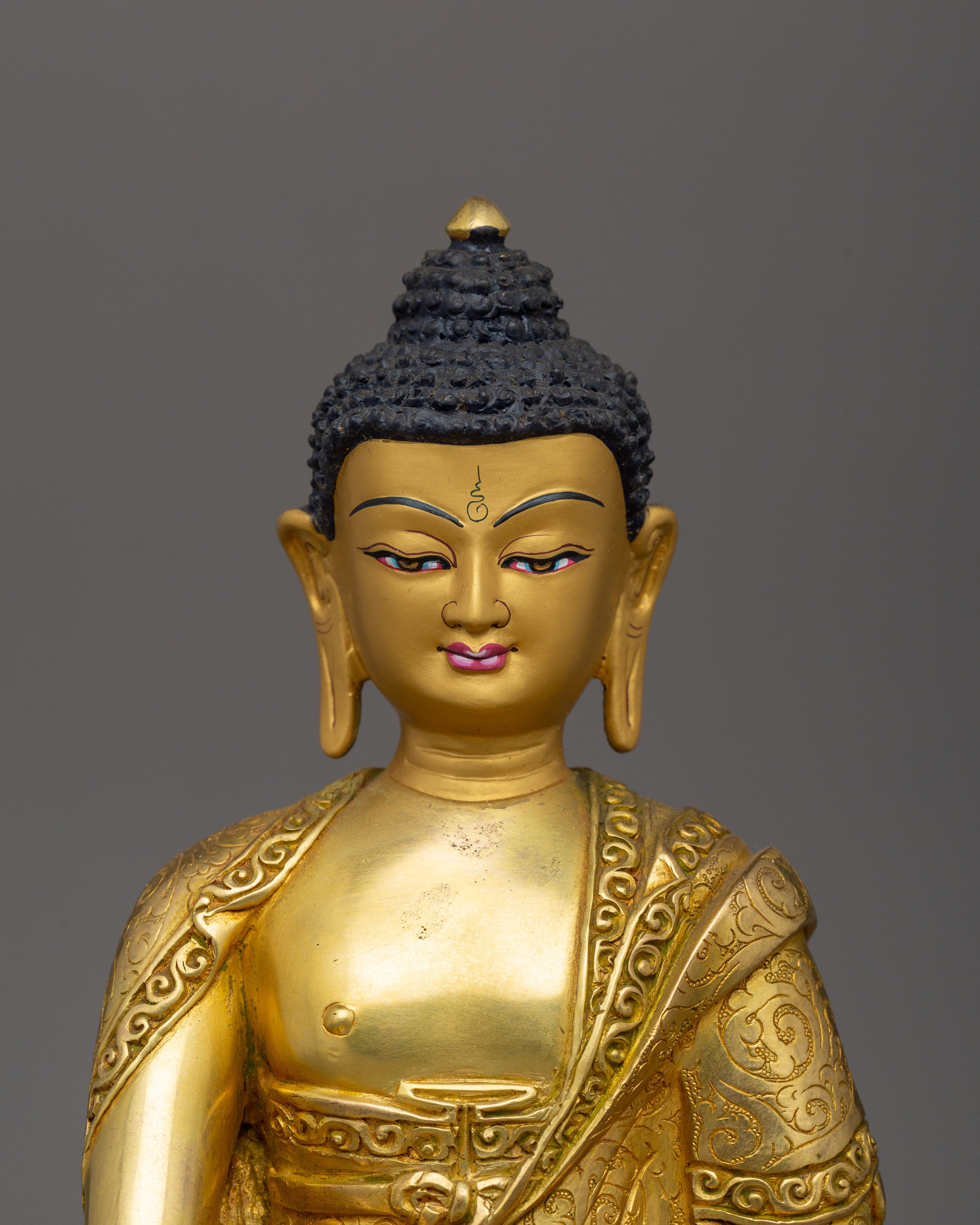 Shakyamuni Buddha Handmade figurine | 24K Gold Gilded Buddha