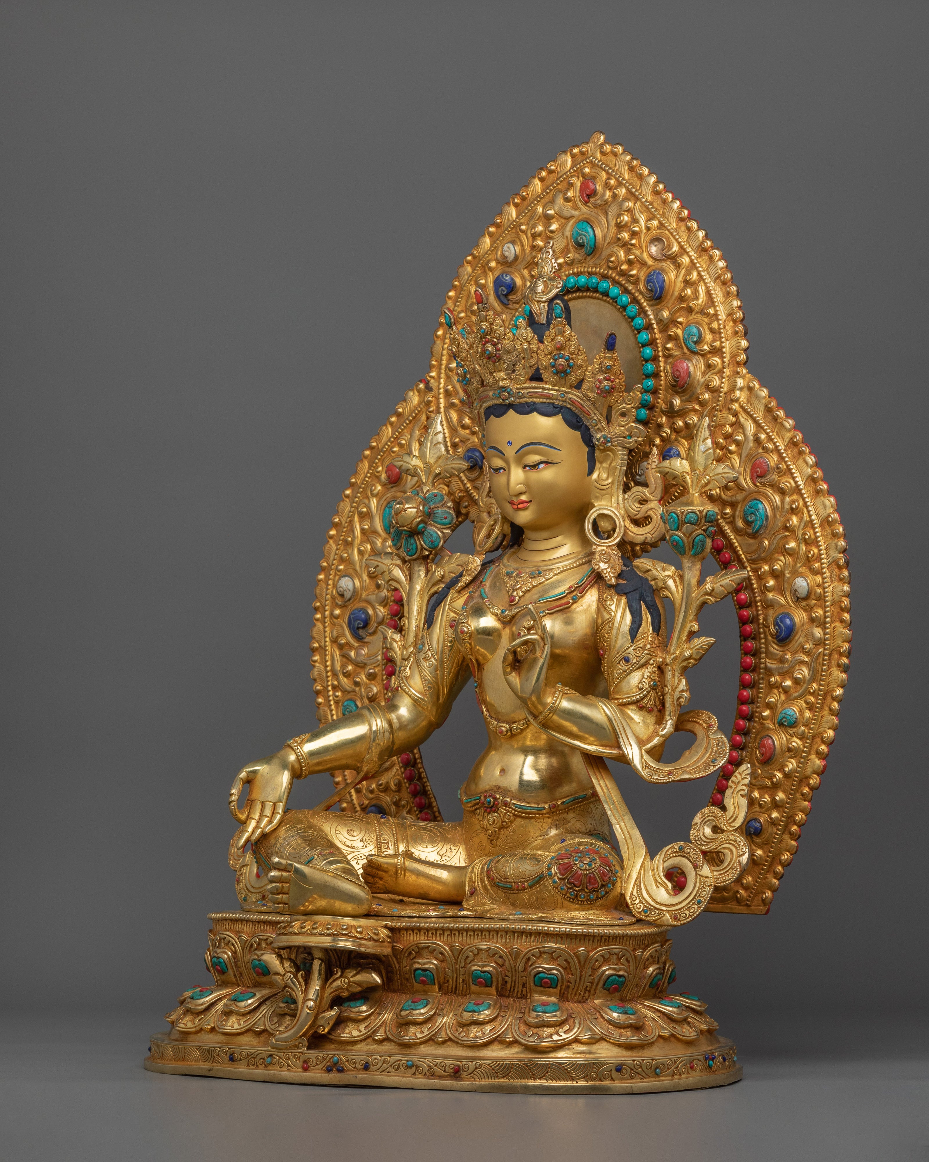 Buddhist Figurine Green Tara | Divine Feminine Sculpture
