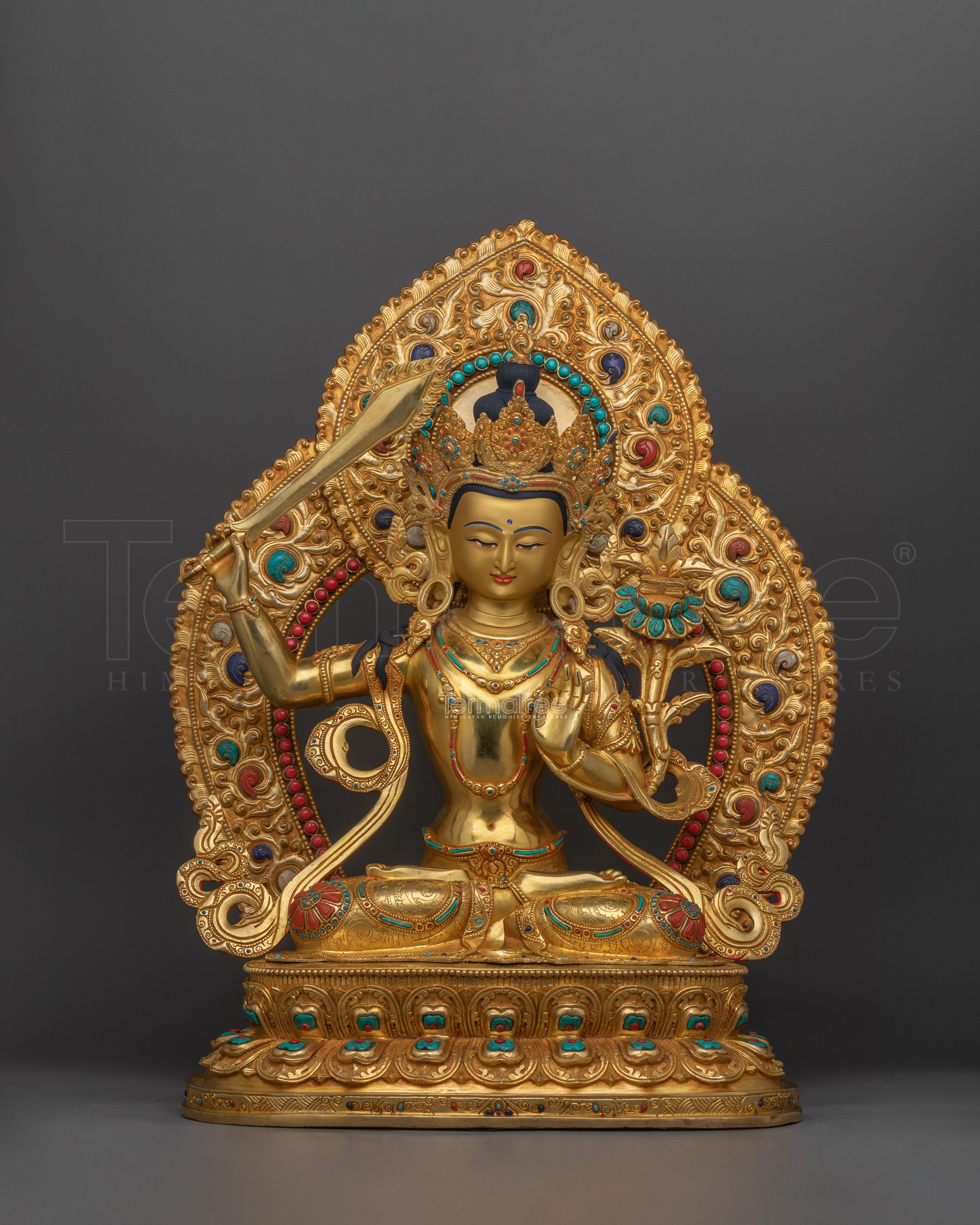 Himalayan Handmade Statue of Manjushri | Sword of Wisdom Deity