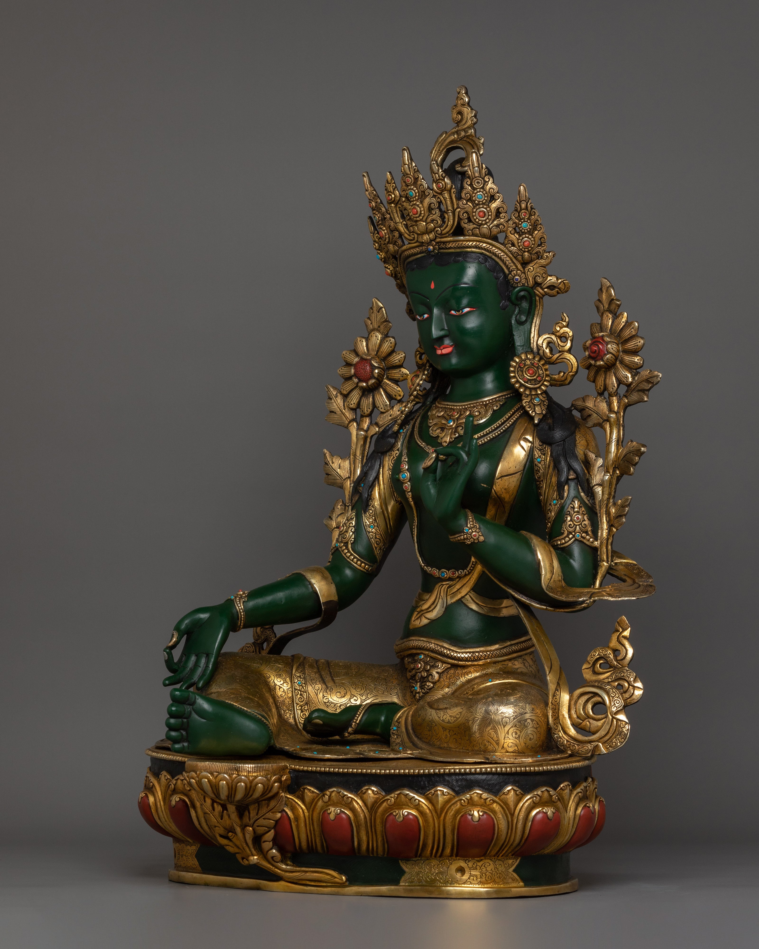 Spiritual Protector Green Tara Statue | Meditation and Healing Deity
