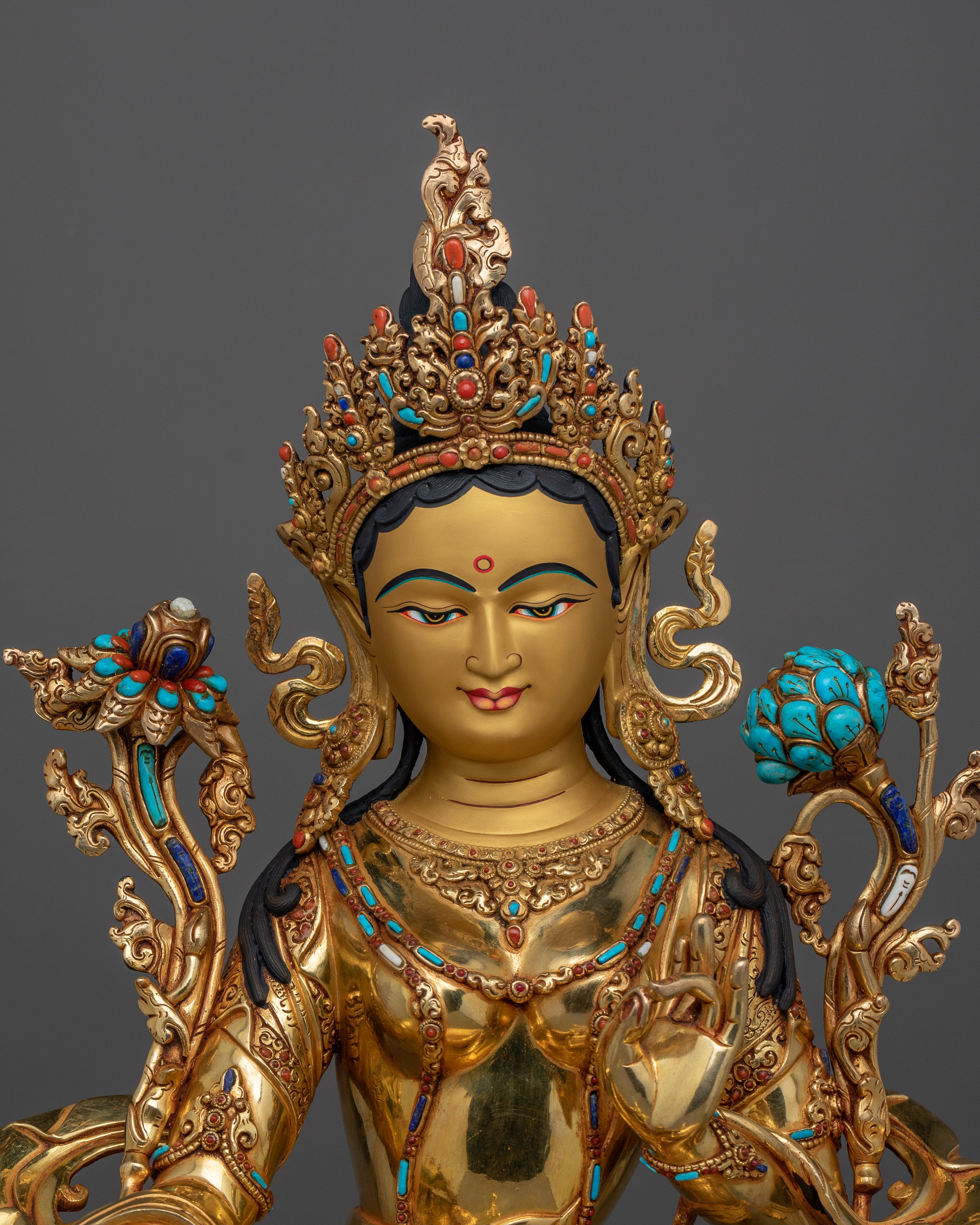 Handmade Statue of Green Tara | The Goddess of Compassion and Protection